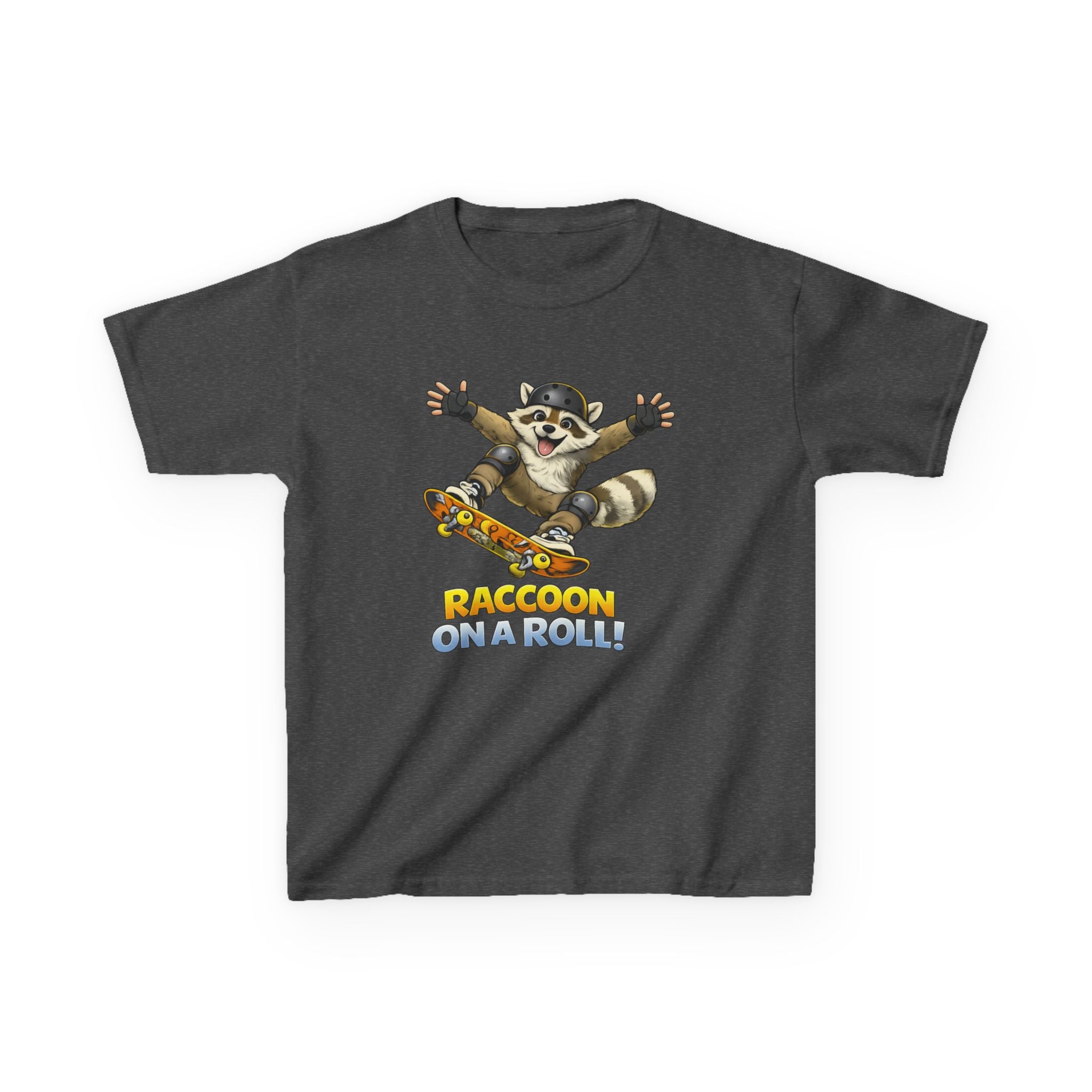 Kids Raccoon T-Shirt — 'Shred & Grin' Skateboarding Raccoon Graphic Tee