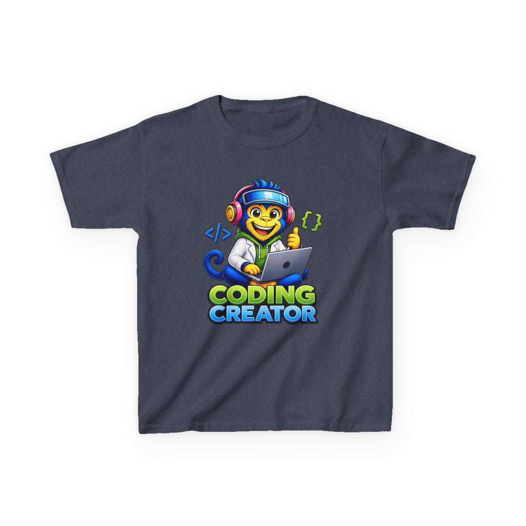 Kids Coding T-Shirt — 'Coding Creator' Cute Monkey Programmer Graphic Tee