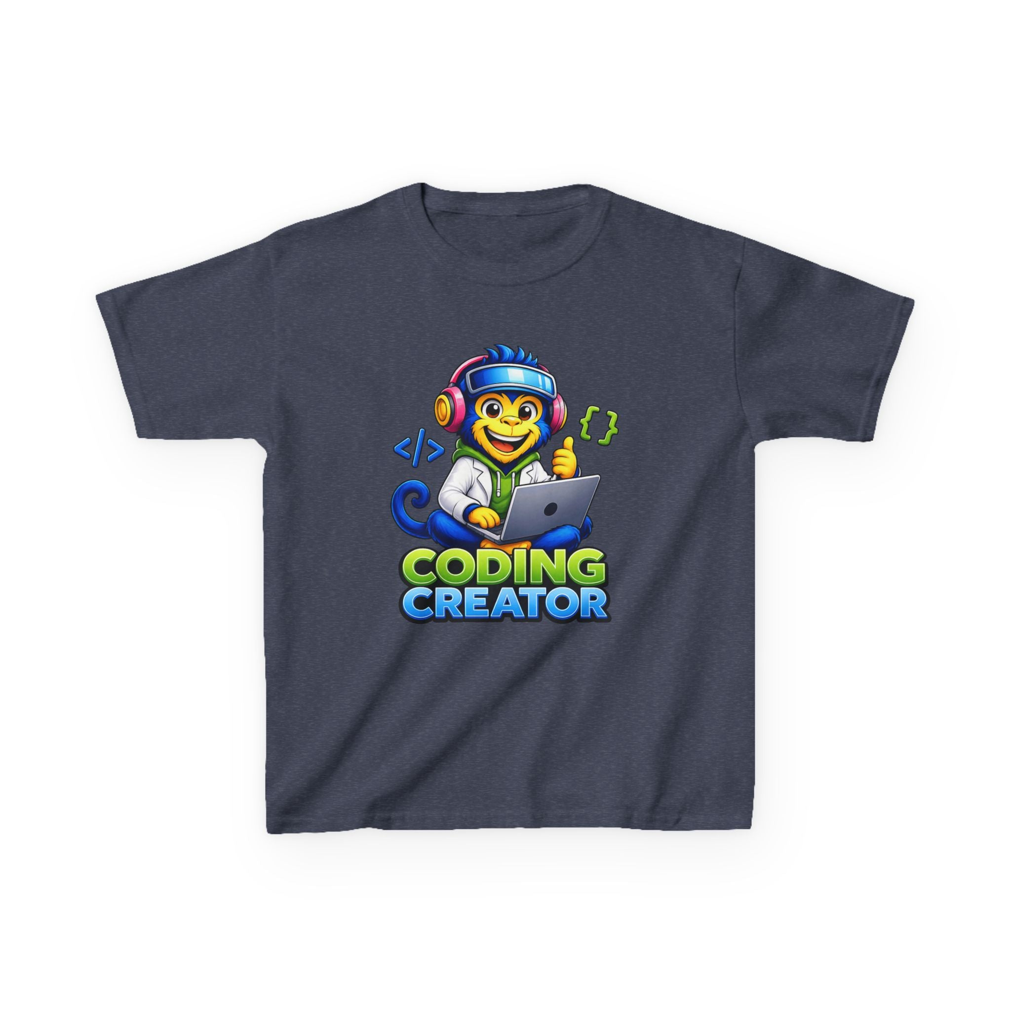 Kids Coding T-Shirt — 'Coding Creator' Cute Monkey Programmer Graphic Tee