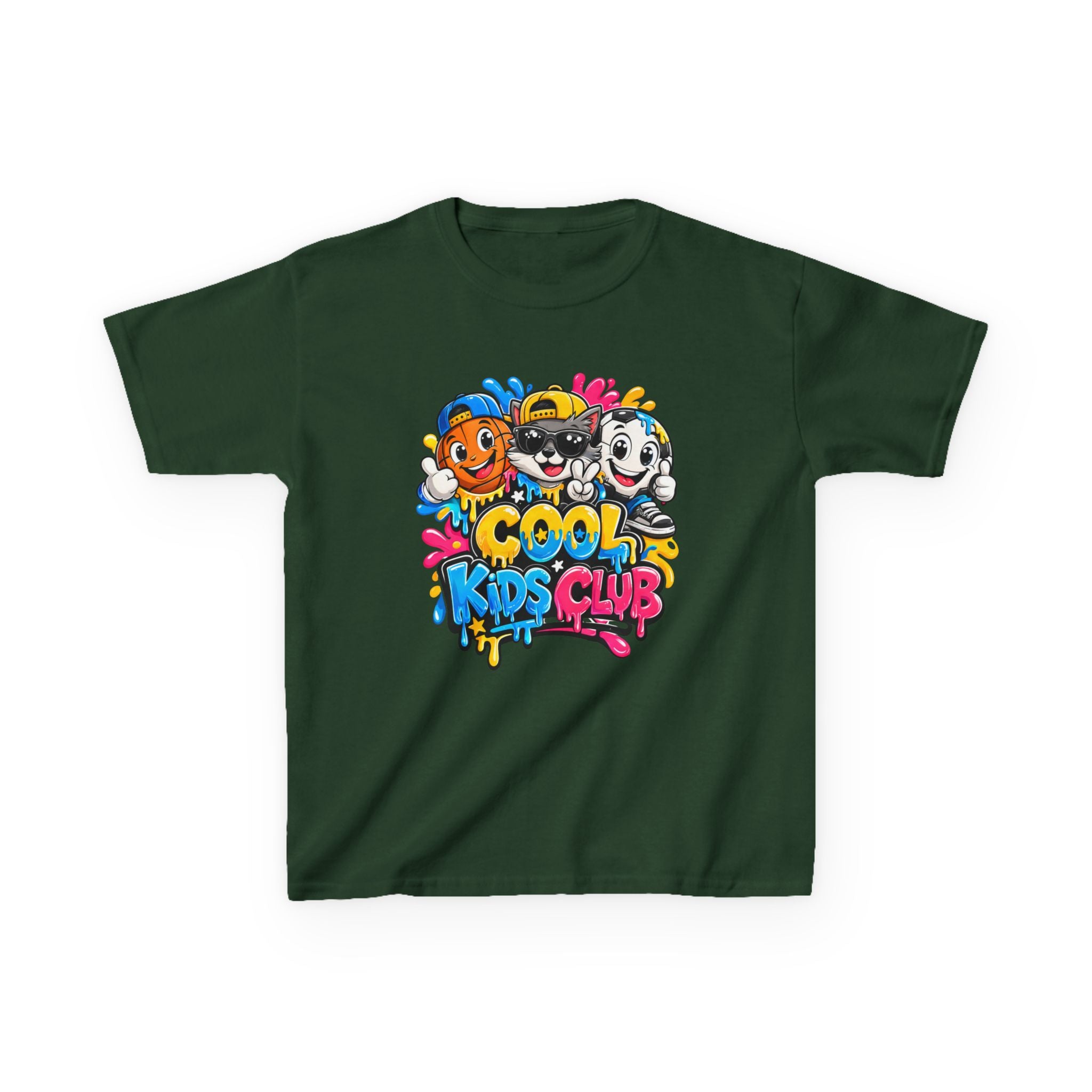 Kids Graphic T-Shirt — 'Cool Kids Club' Fun Cartoon Crew Tee