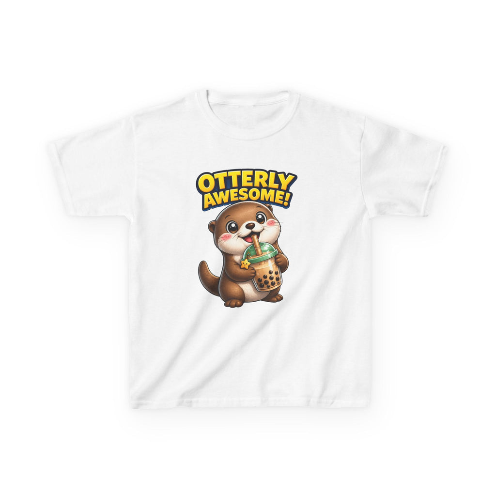 Kids Otter T-Shirt — 'Otterly Awesome!' Cute Otter Drinking Bubble Tea Graphic Tee
