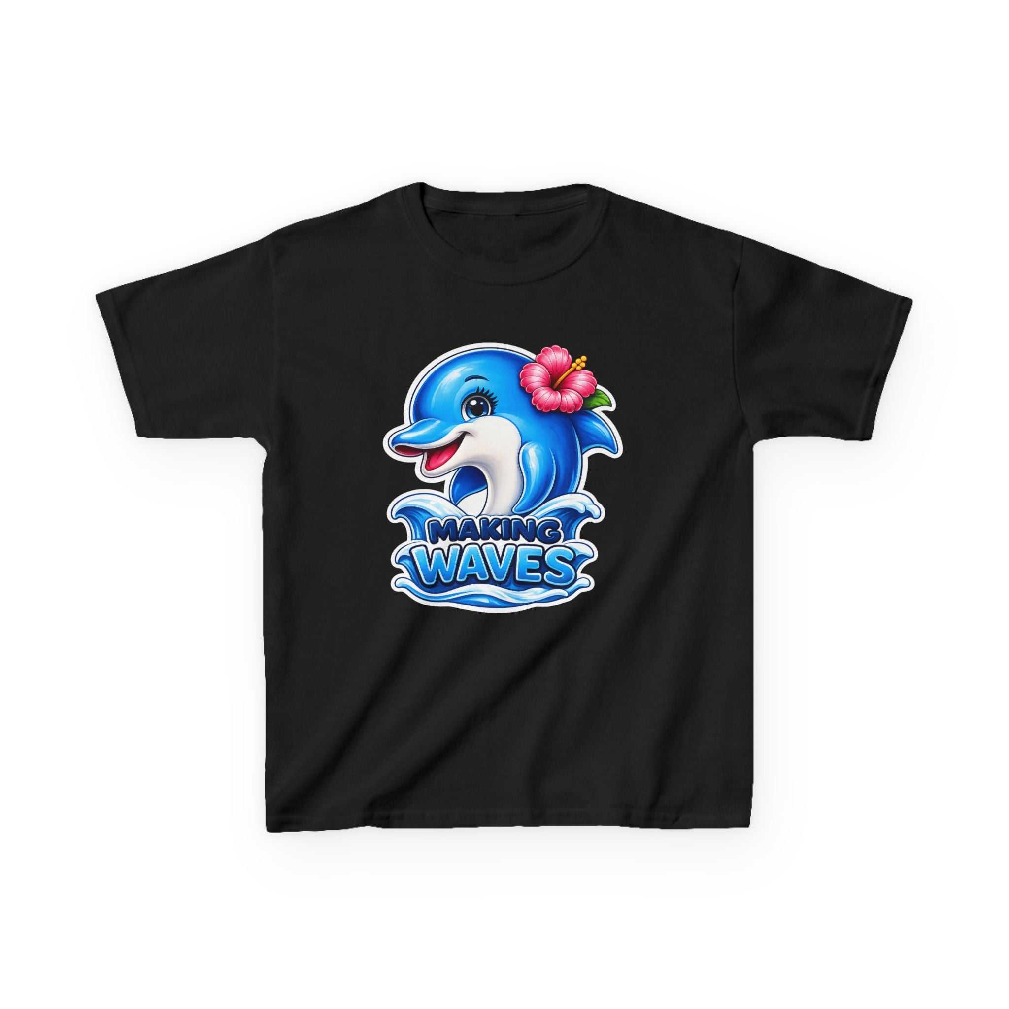 Kids Dolphin T-Shirt — 'Making Waves' Cute Tropical Dolphin Graphic Tee