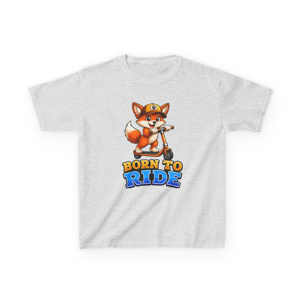 Kids Fox T-Shirt — 'Born to Ride' Cute Fox on Scooter Graphic Tee