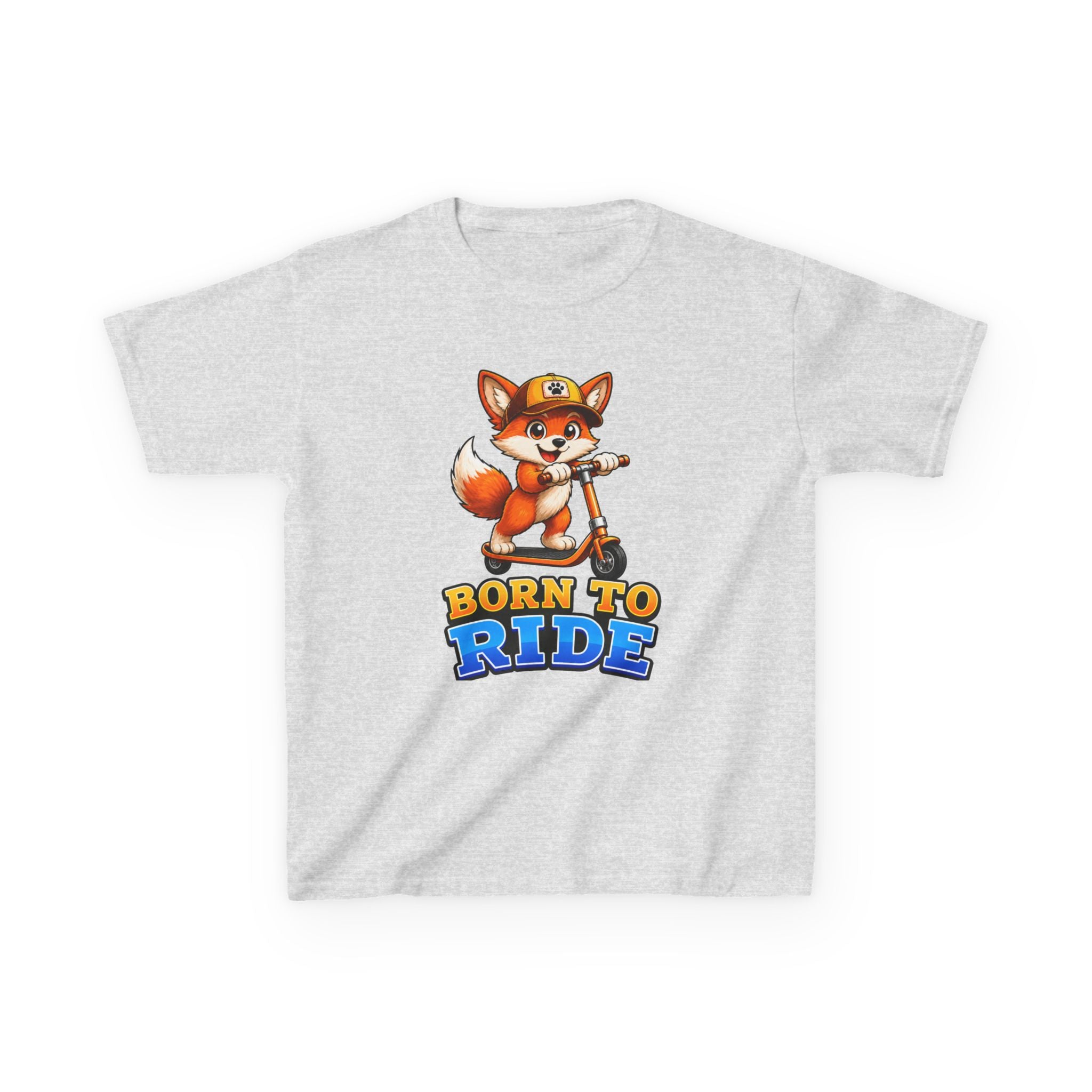 Kids Fox T-Shirt — 'Born to Ride' Cute Fox on Scooter Graphic Tee