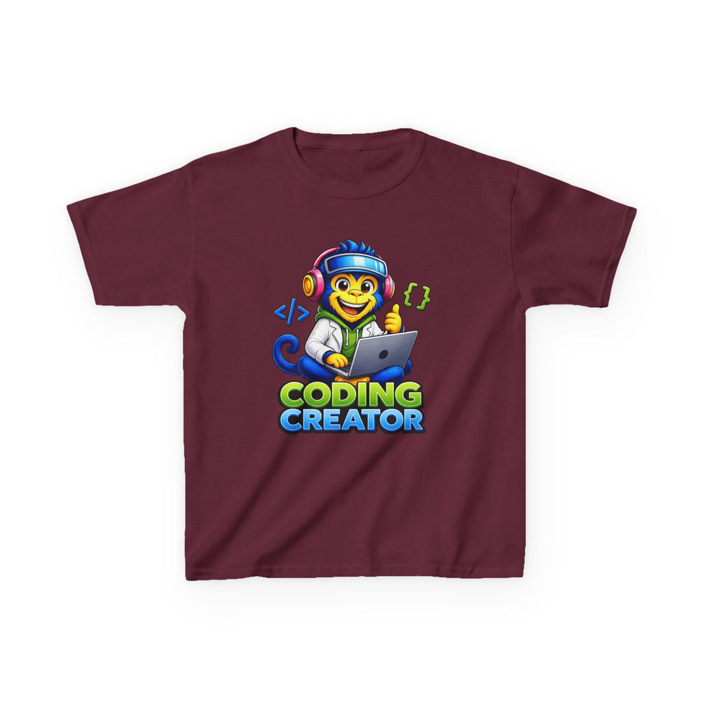 Kids Coding T-Shirt — 'Coding Creator' Cute Monkey Programmer Graphic Tee