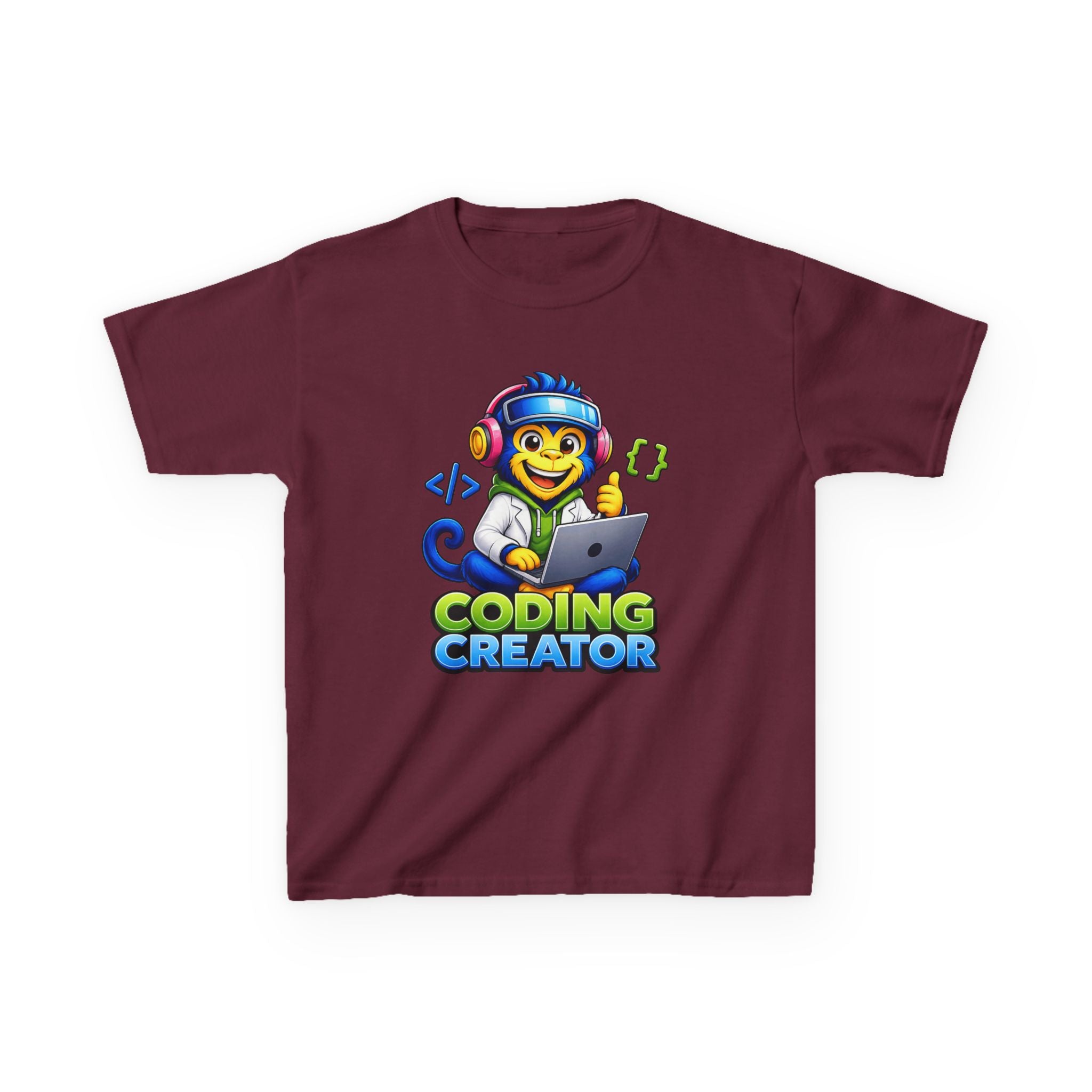 Kids Coding T-Shirt — 'Coding Creator' Cute Monkey Programmer Graphic Tee