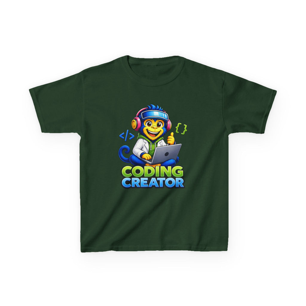 Kids Coding T-Shirt — 'Coding Creator' Cute Monkey Programmer Graphic Tee