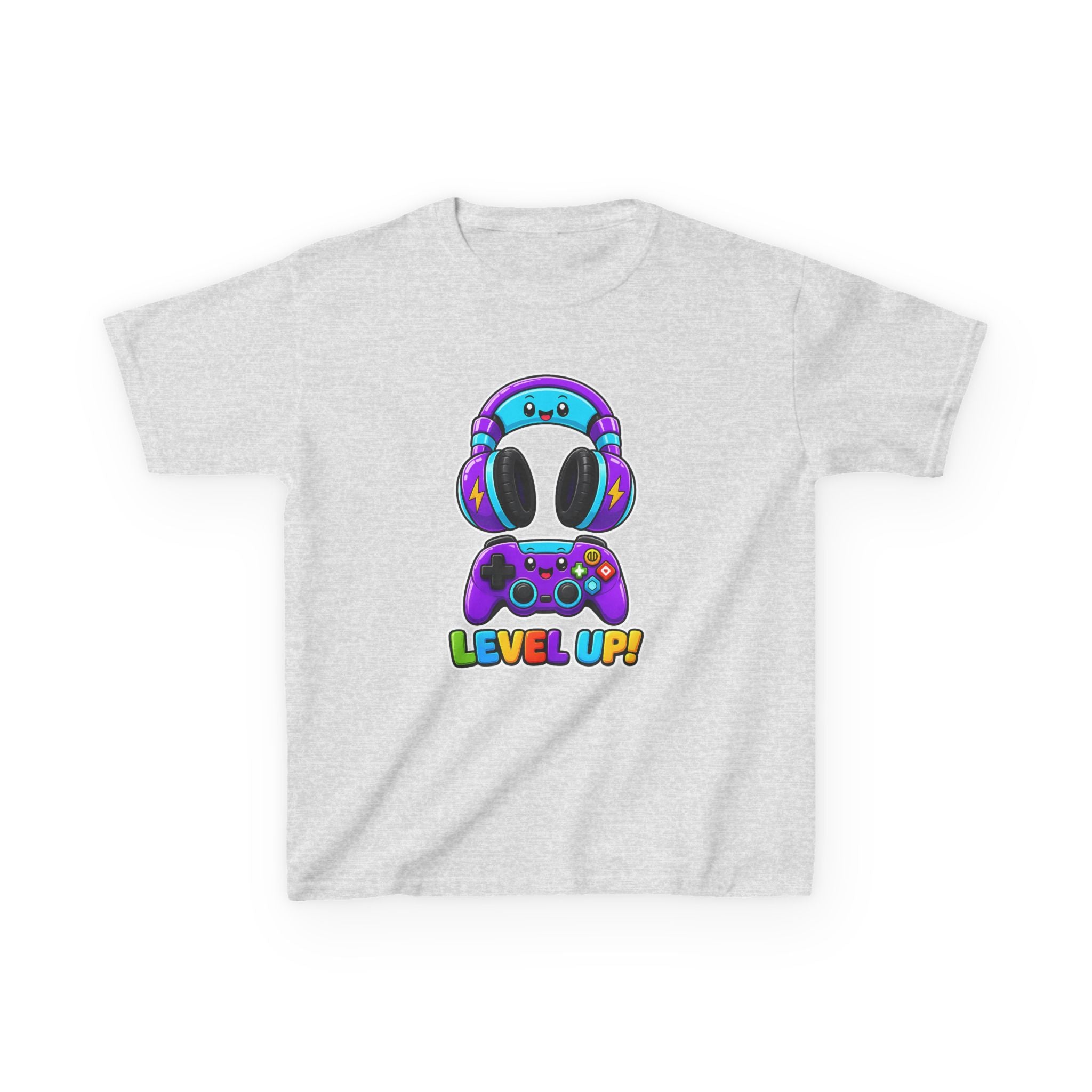 Kids Gaming T-Shirt — 'Level Up!' Colorful Controller & Headset Graphic Tee