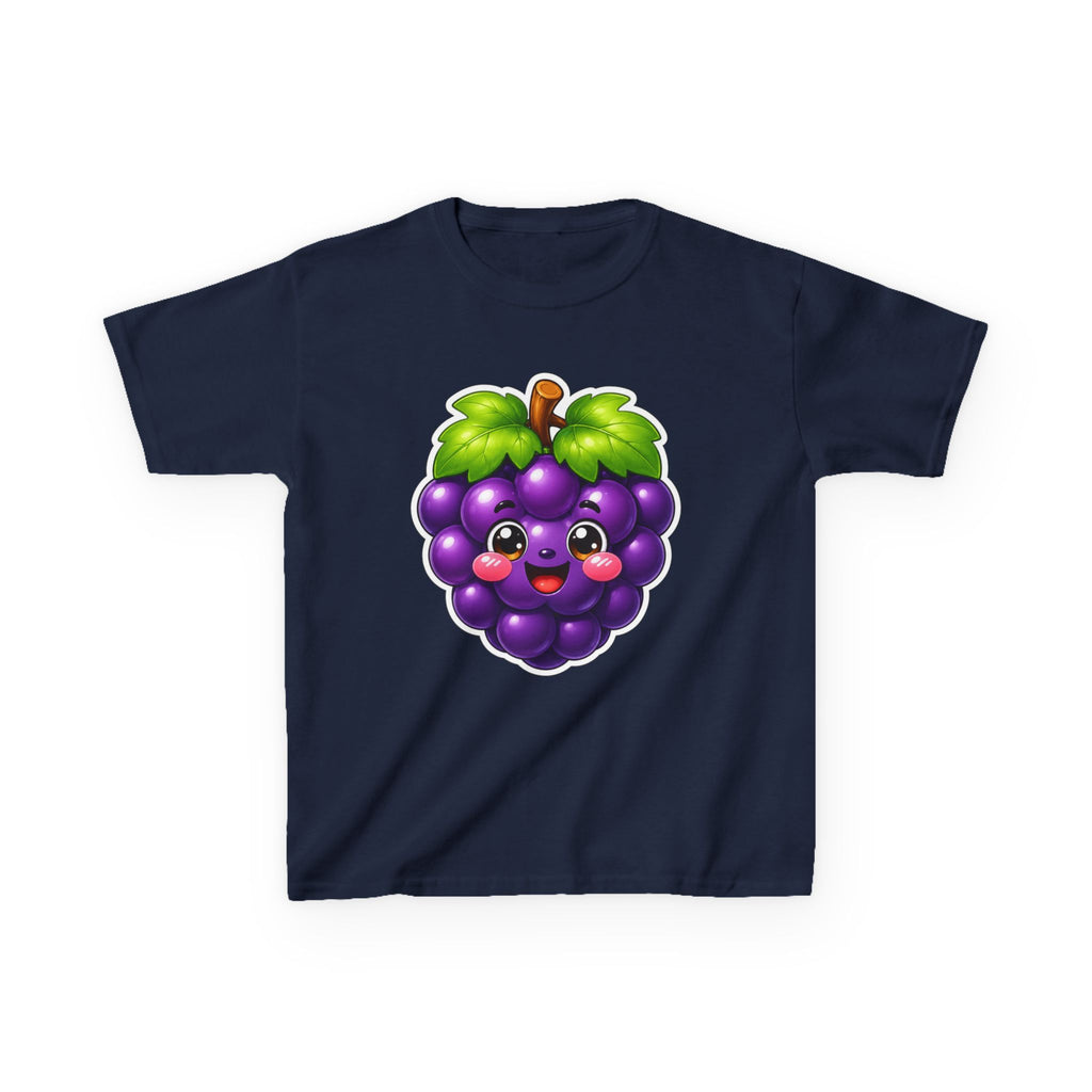 Kids Grape T-Shirt — 'Grape Vibes' Cute Kawaii Happy Grape Cartoon Graphic Tee