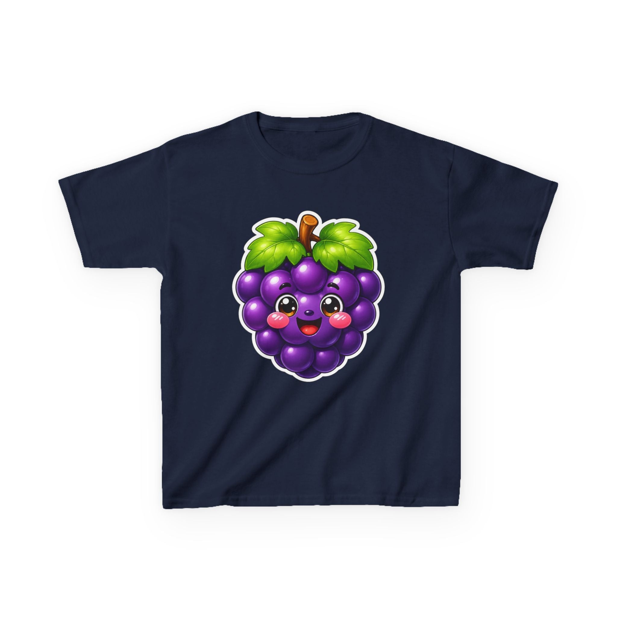 Kids Grape T-Shirt — 'Grape Vibes' Cute Kawaii Happy Grape Cartoon Graphic Tee