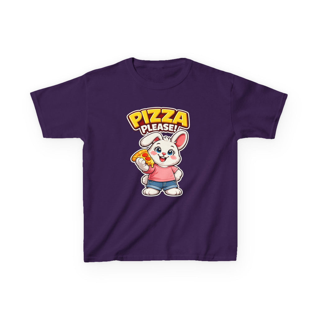 Kids Bunny T-Shirt — 'Pizza Please!' Cartoon Graphic Tee