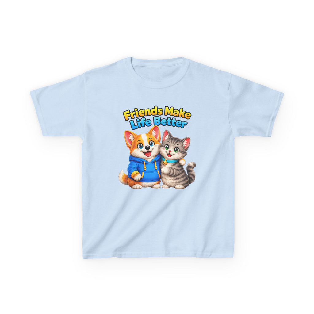 Kids Puppy & Kitten T-Shirt — 'Friends Make Life Better' Cute Friendship Graphic Tee