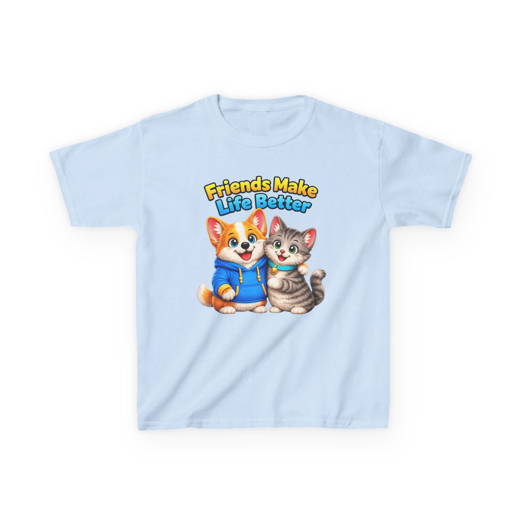 Kids Puppy & Kitten T-Shirt — 'Friends Make Life Better' Cute Friendship Graphic Tee