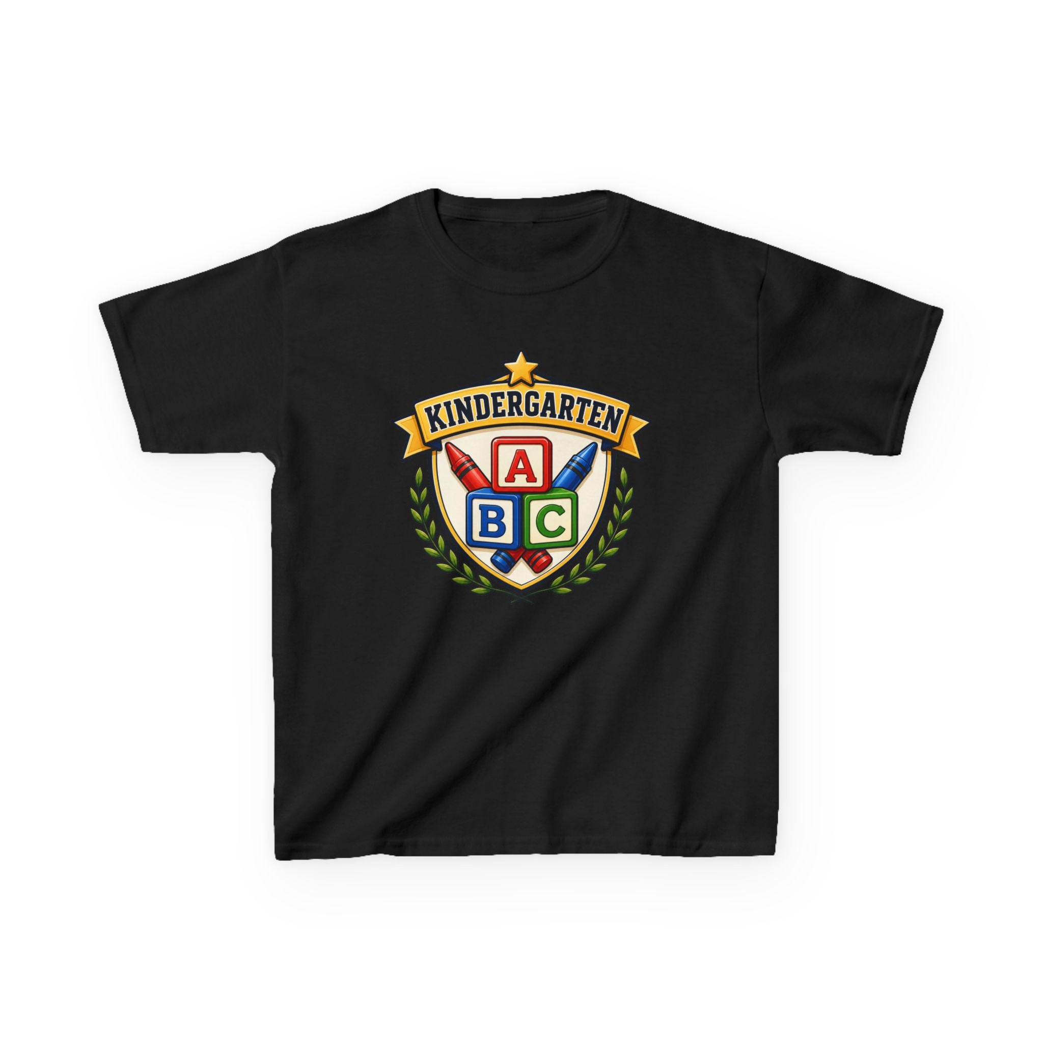 Kids Kindergarten T-Shirt — 'ABC Crest' First Day of School Graphic Tee