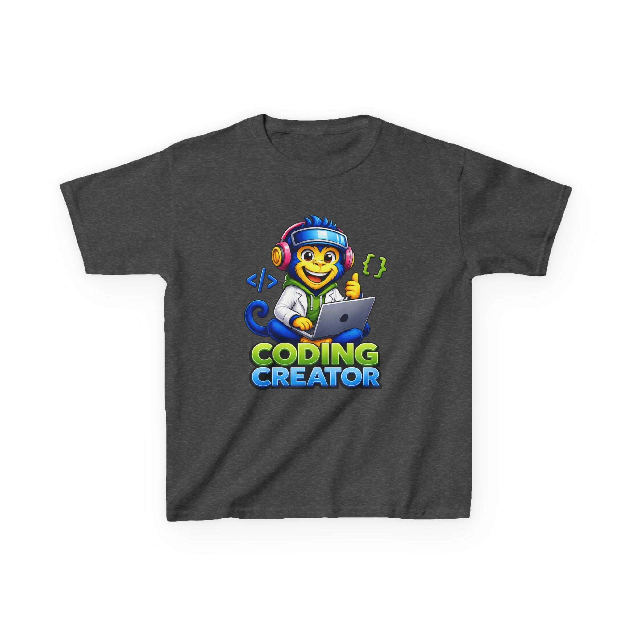 Kids Coding T-Shirt — 'Coding Creator' Cute Monkey Programmer Graphic Tee