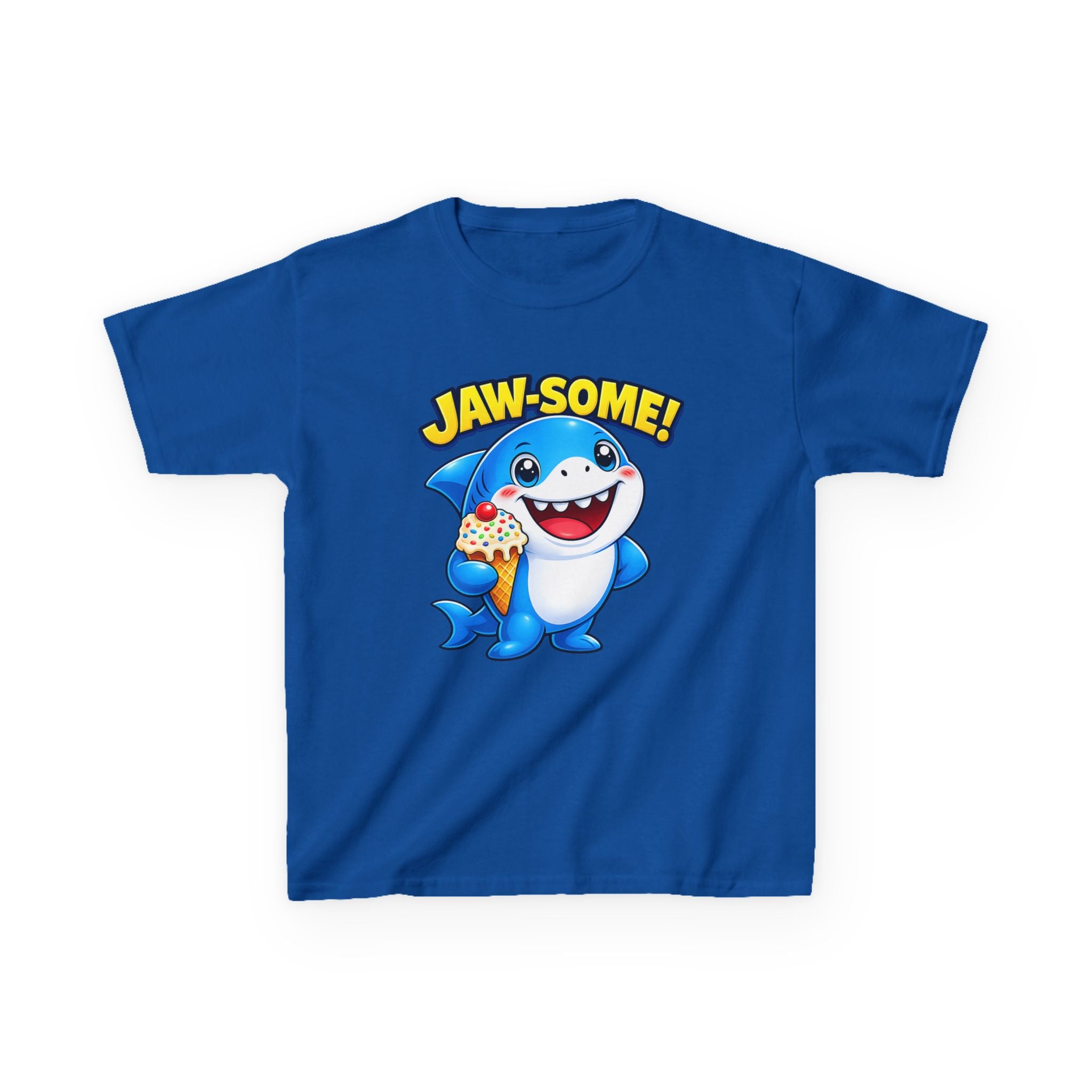 Kids Shark T-Shirt — 'Jaw-some!' Smiling Shark with Ice Cream Graphic Tee