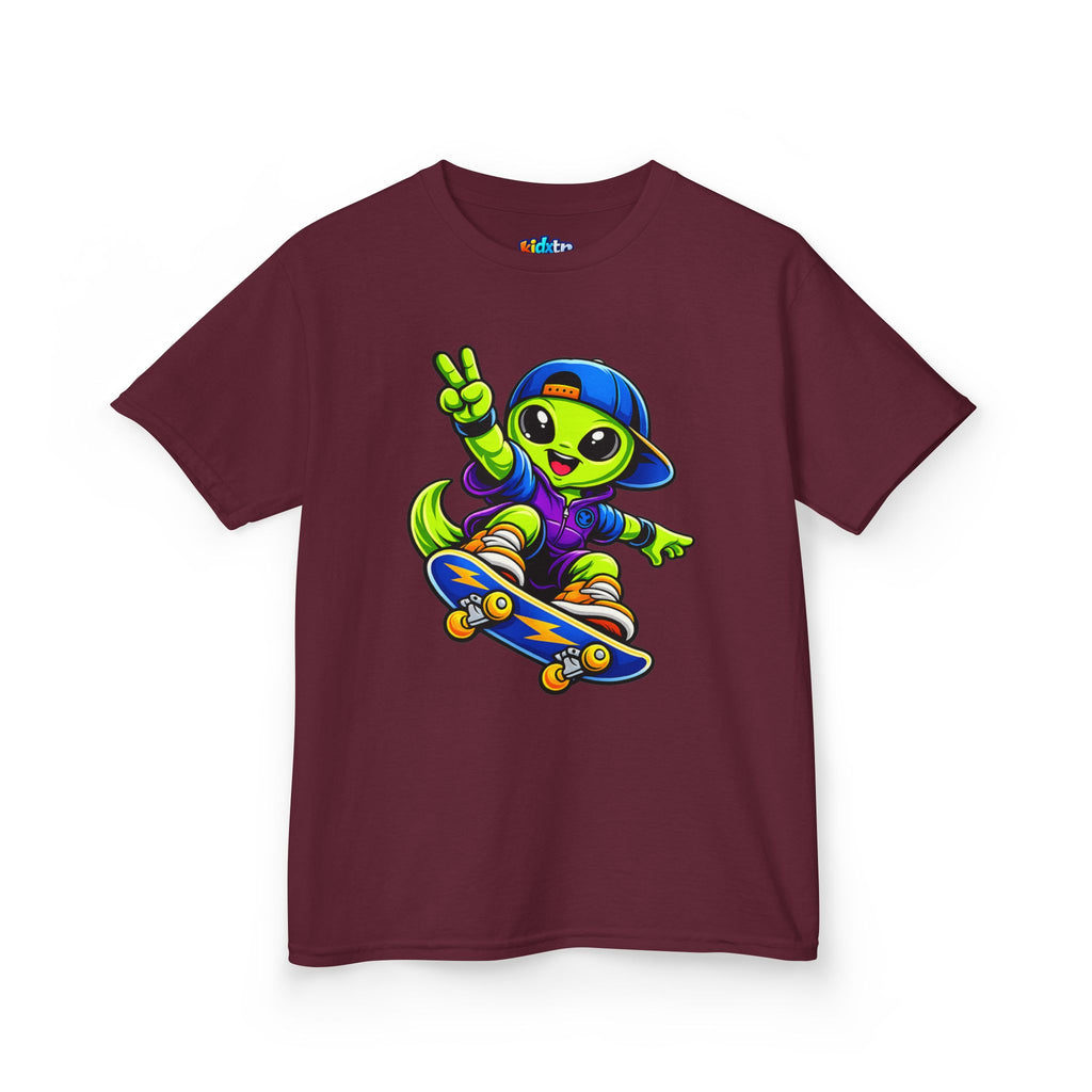 Kidxtr™ Kids Alien T-Shirt — 'Skate or Alien' Skateboard Graphic Tee
