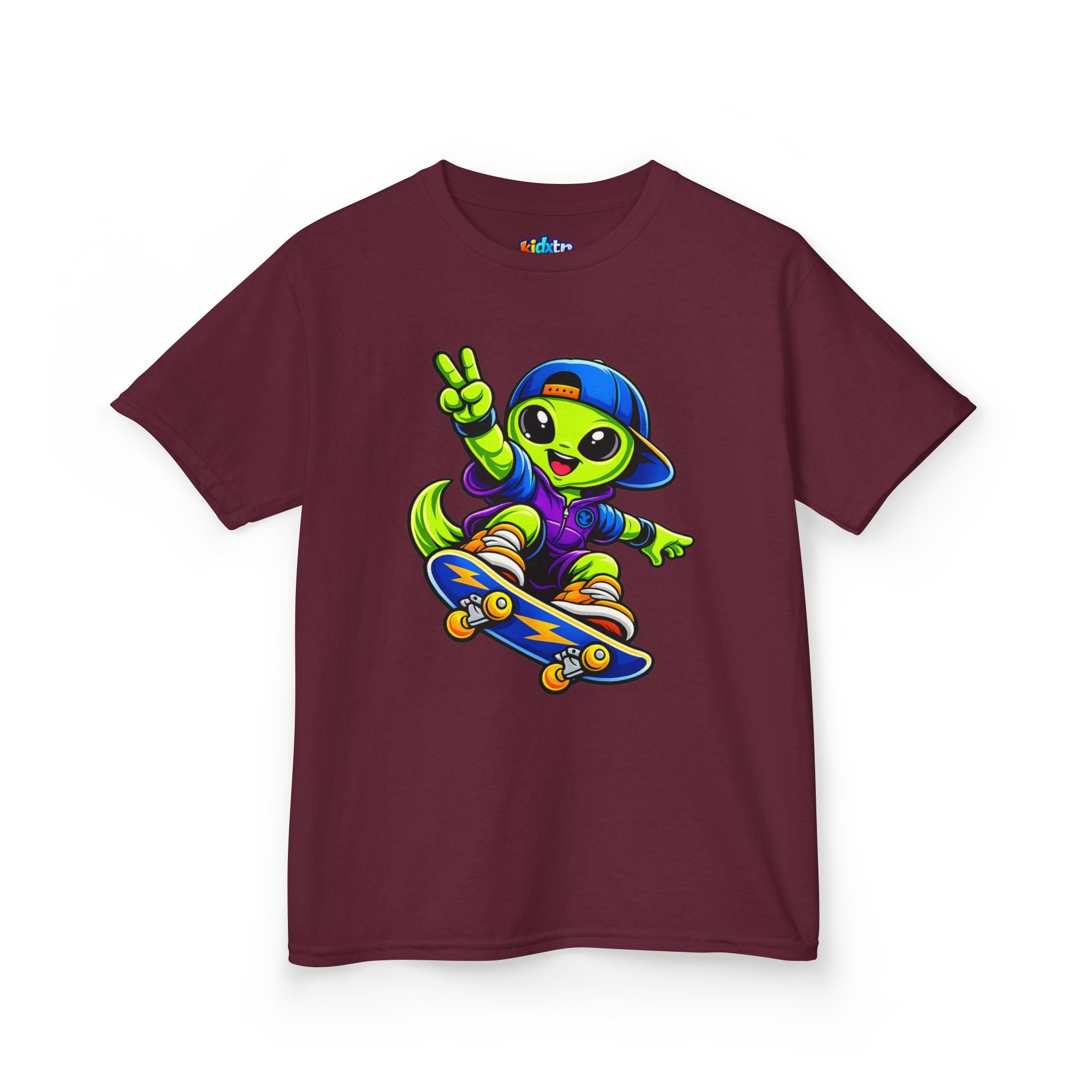 Kidxtr™ Kids Alien T-Shirt — 'Skate or Alien' Skateboard Graphic Tee
