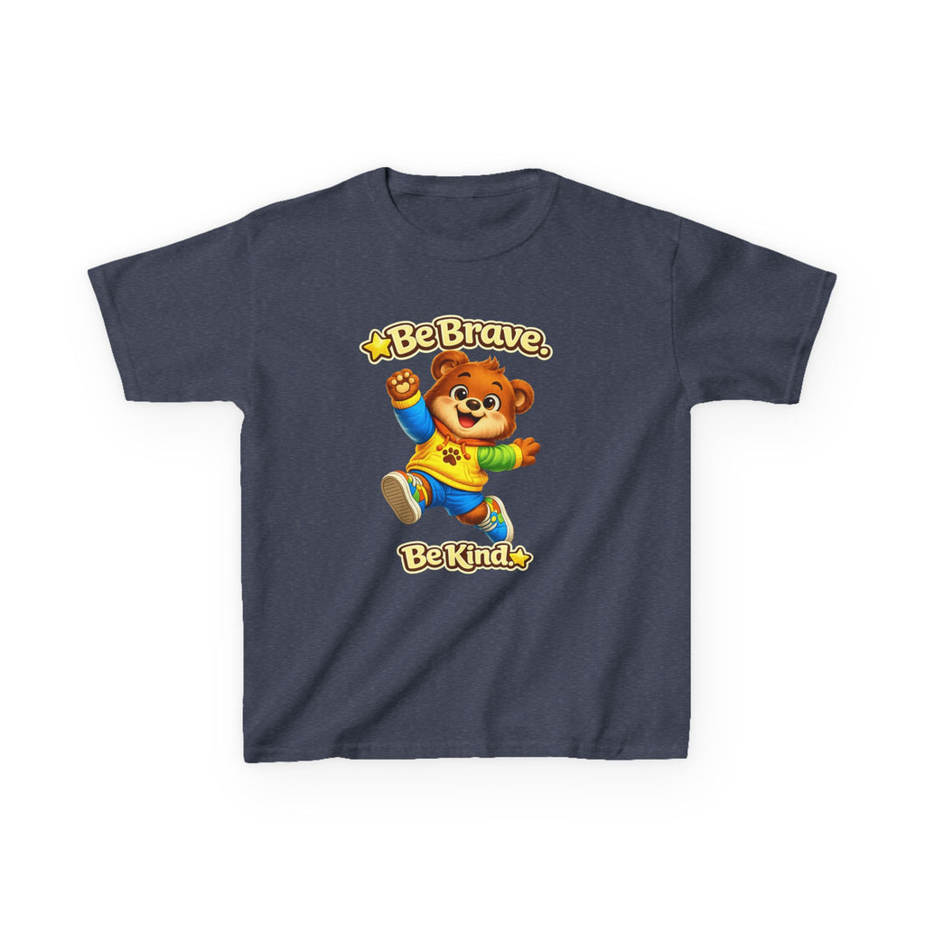 Kids Bear T-Shirt — 'Be Brave, Be Kind' Cute Bear Motivational Graphic Tee