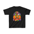 Kidxtr™ Kids Pumpkin T-Shirt — 'Trick or Treat' Jack-O-Lantern Candy Basket Graphic Tee