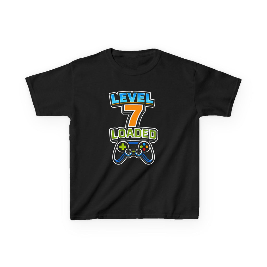 Kids Birthday T-Shirt — 'Level 7 Loaded' Birthday Gamer Graphic Tee