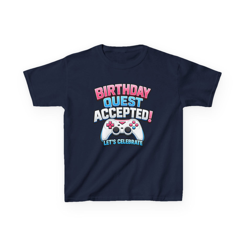 Kids Birthday T-Shirt — 'Birthday Quest Accepted' Gamer Birthday Graphic Tee