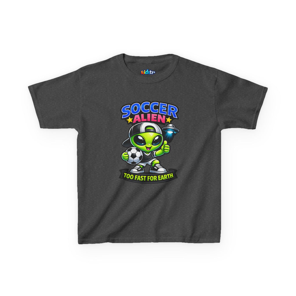 Kidxtr™ Kids Soccer T-Shirt — 'Too Fast for Earth' Alien Soccer Graphic Tee