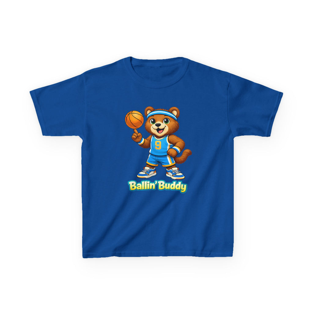 Kidxtr™ Kids Basketball T-Shirt — 'Ballin' Buddy' Cute Bear Basketball Graphic Tee