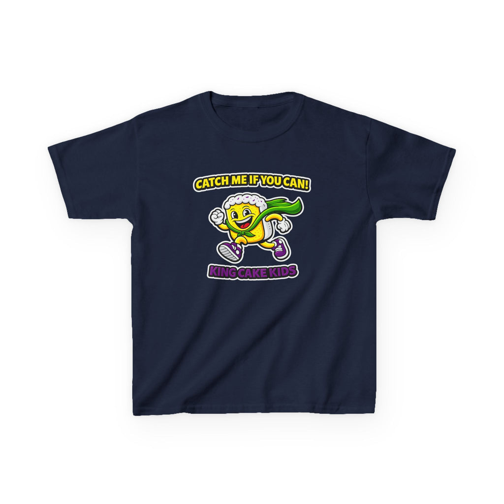 Kids King Cake T-Shirt — 'Catch Me If You Can' Mardi Gras Graphic Tee
