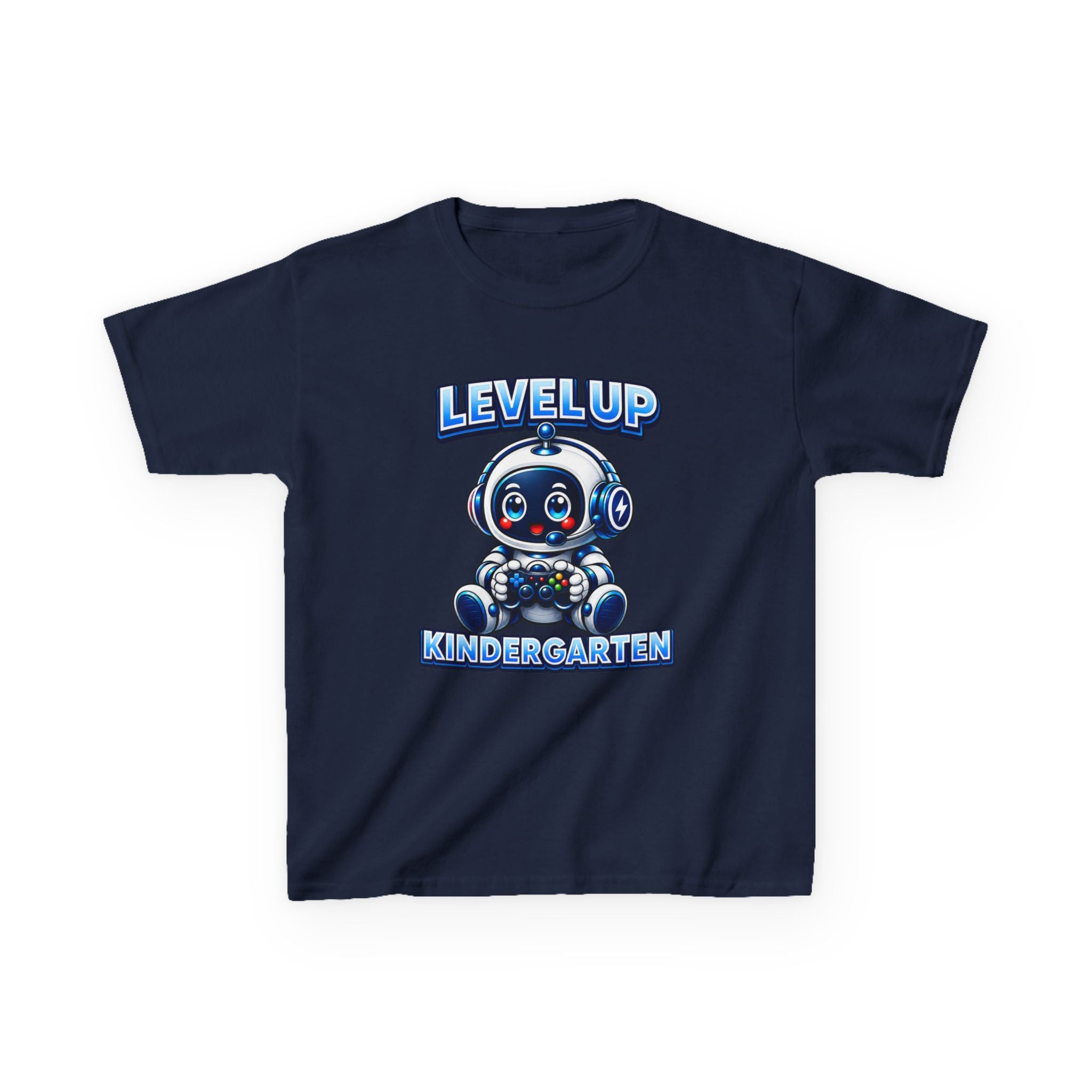 Kids Kindergarten T-Shirt — 'Level Up' Cute Robot Back-to-School Graphic Tee
