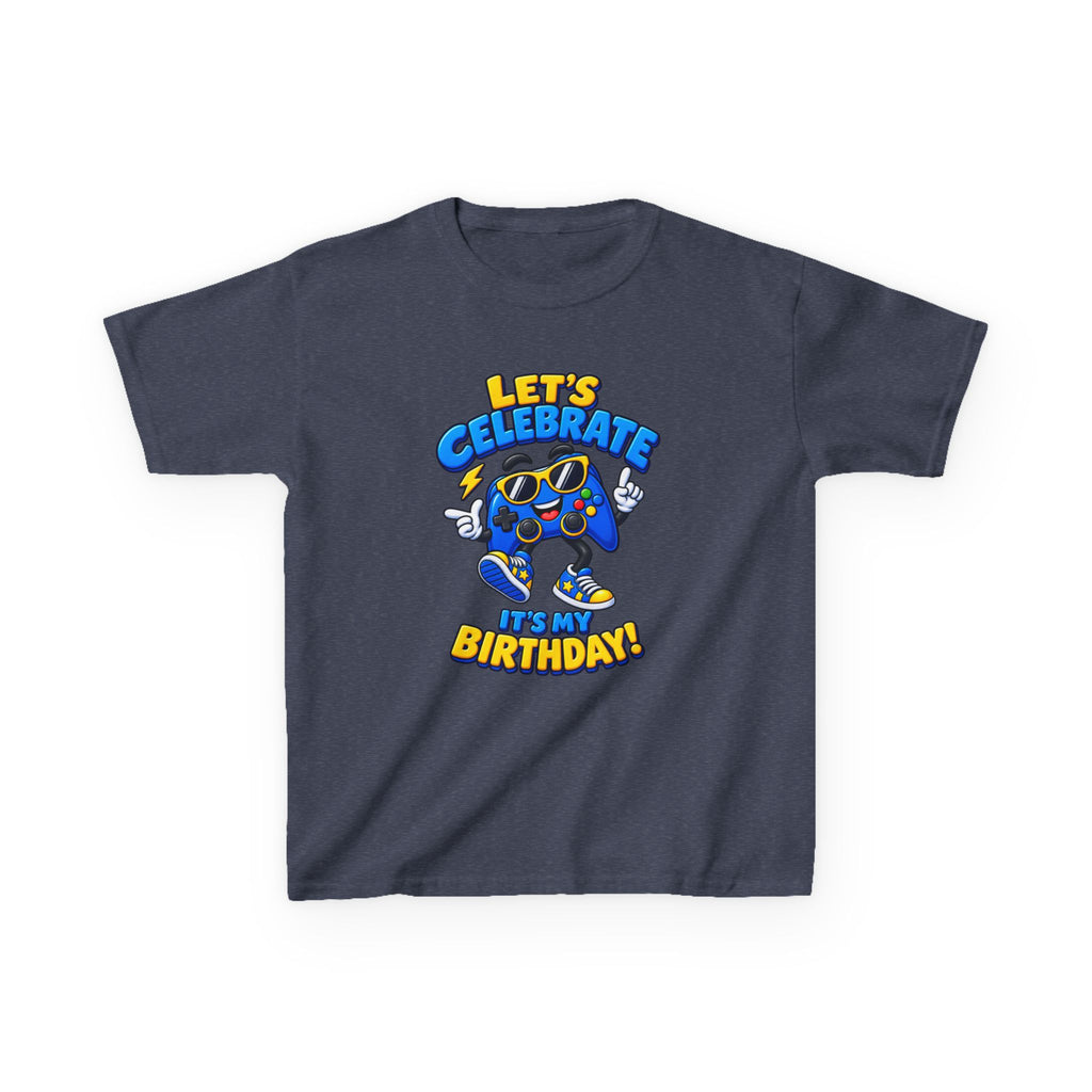 Kids Birthday T-Shirt — 'Let's Celebrate It's My Birthday!' Cartoon Party Graphic Tee
