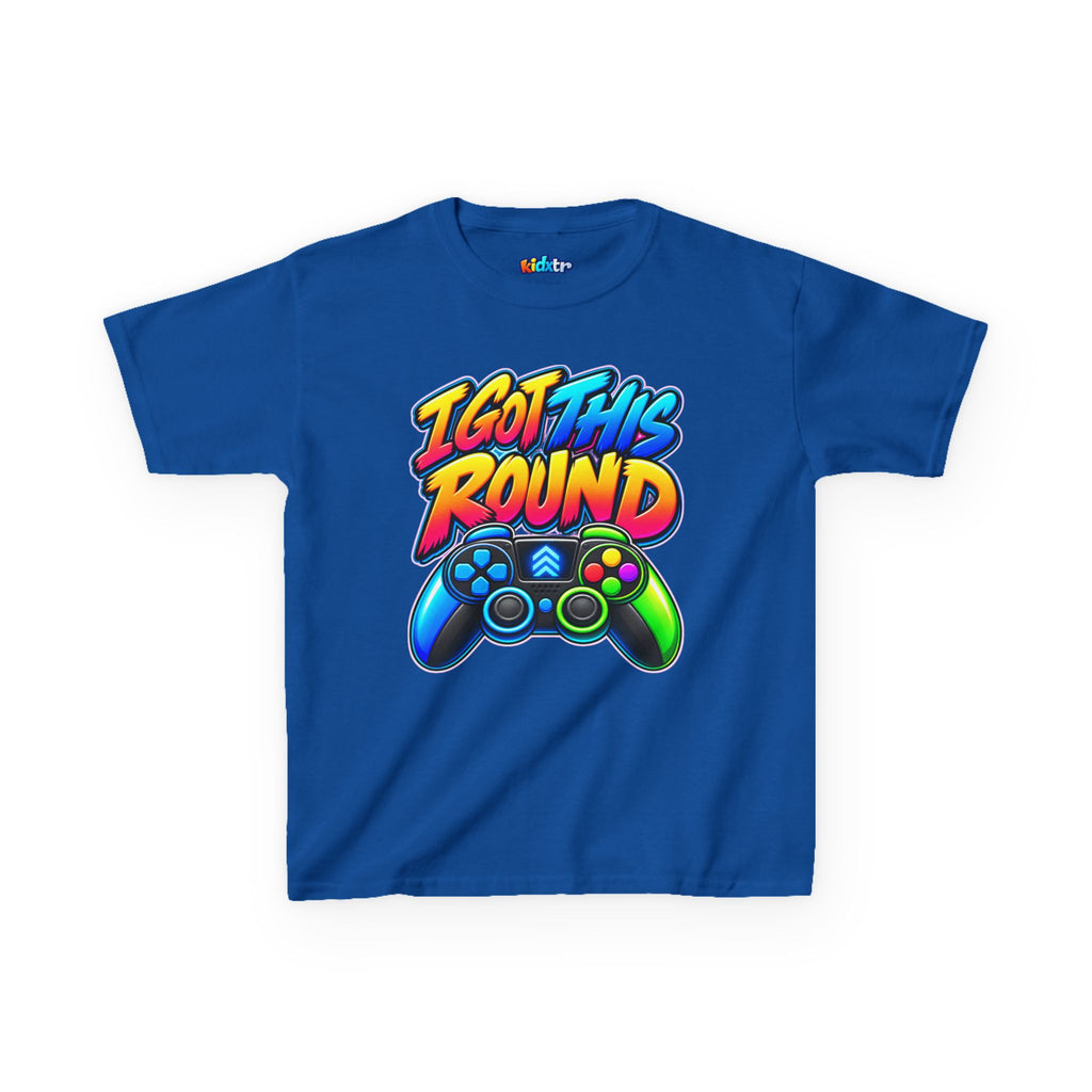 Kidxtr™ Kids Gamer T-Shirt — 'I Got This Round' Gaming Graphic Tee