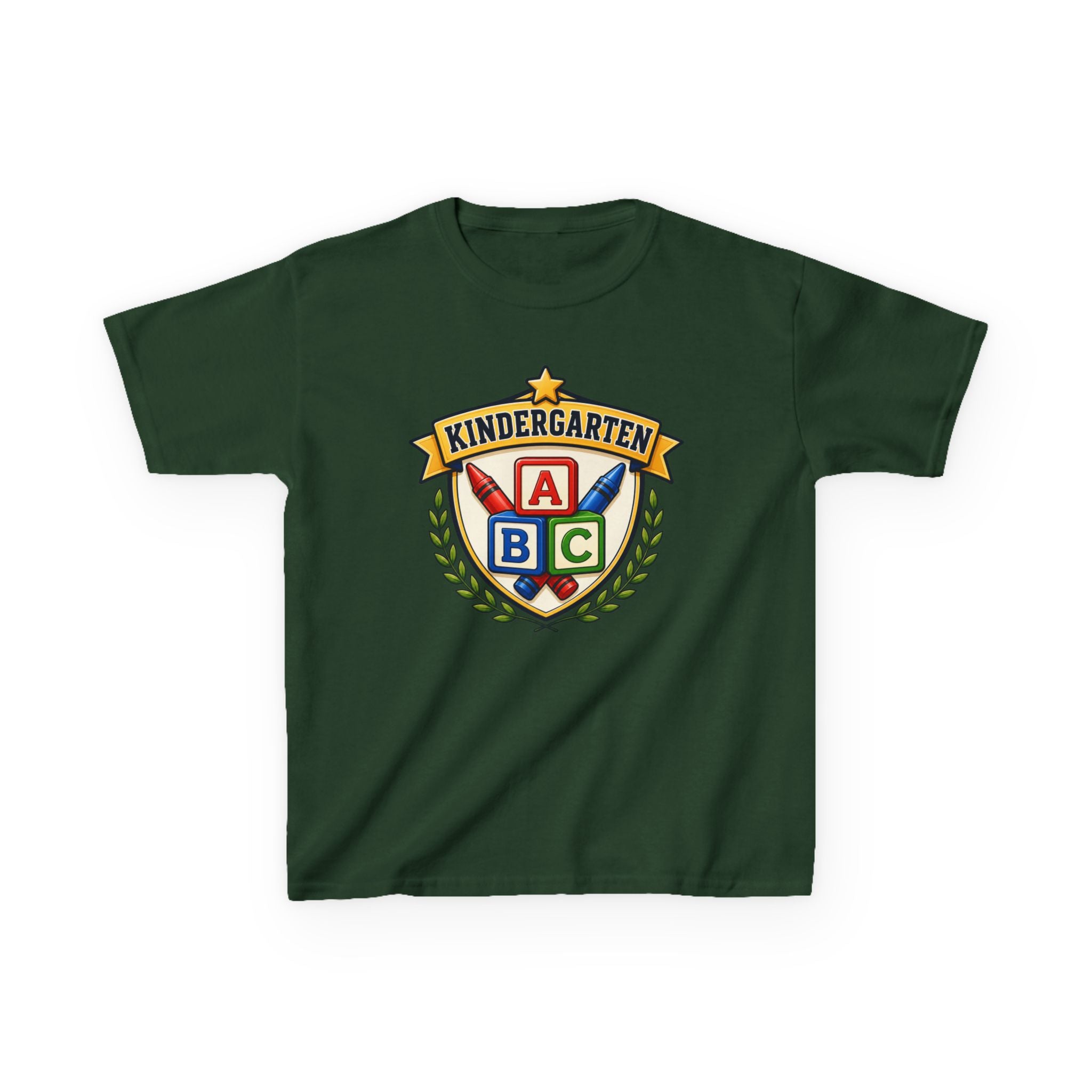 Kids Kindergarten T-Shirt — 'ABC Crest' First Day of School Graphic Tee