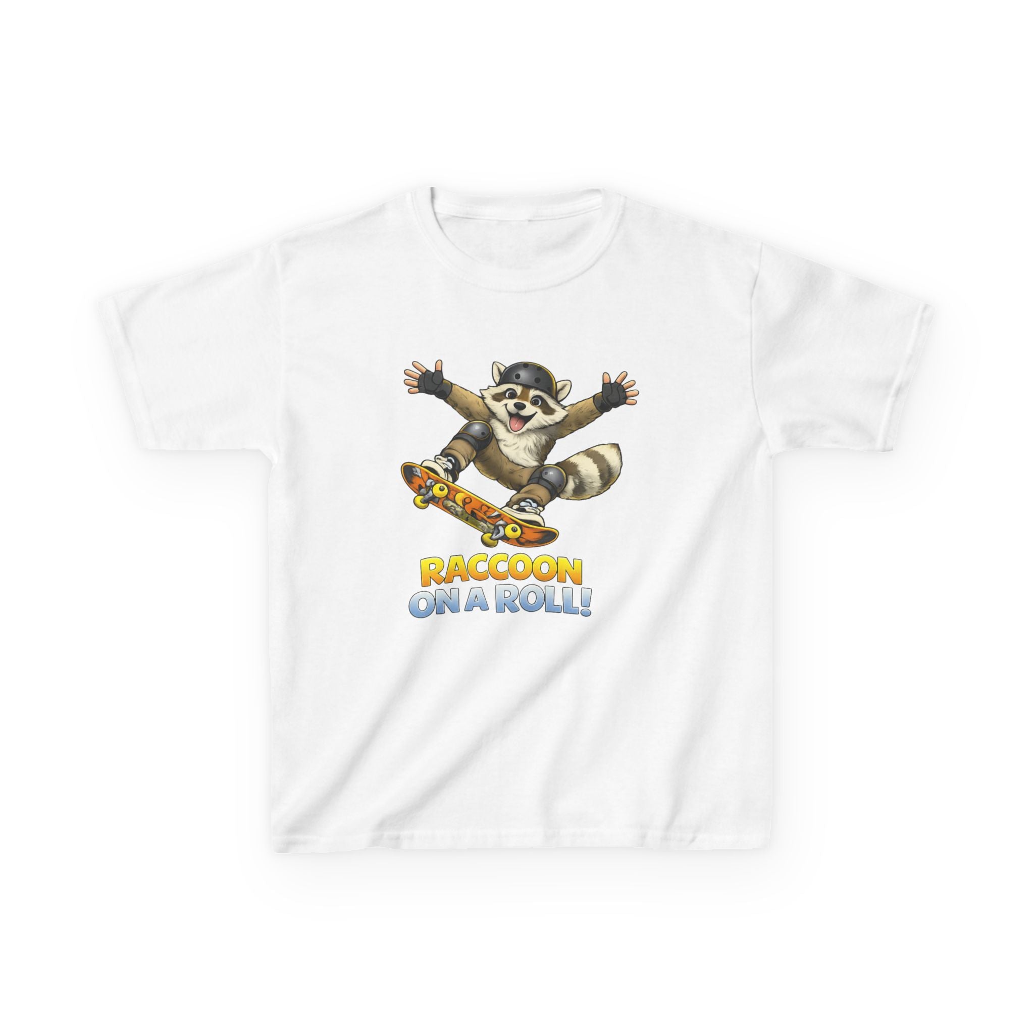Kids Raccoon T-Shirt — 'Shred & Grin' Skateboarding Raccoon Graphic Tee