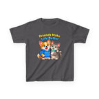 Kids Puppy & Kitten T-Shirt — 'Friends Make Life Better' Cute Friendship Graphic Tee