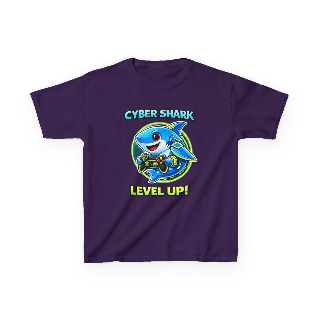 Kids Shark T-Shirt — 'Level Up' Gaming Graphic Tee