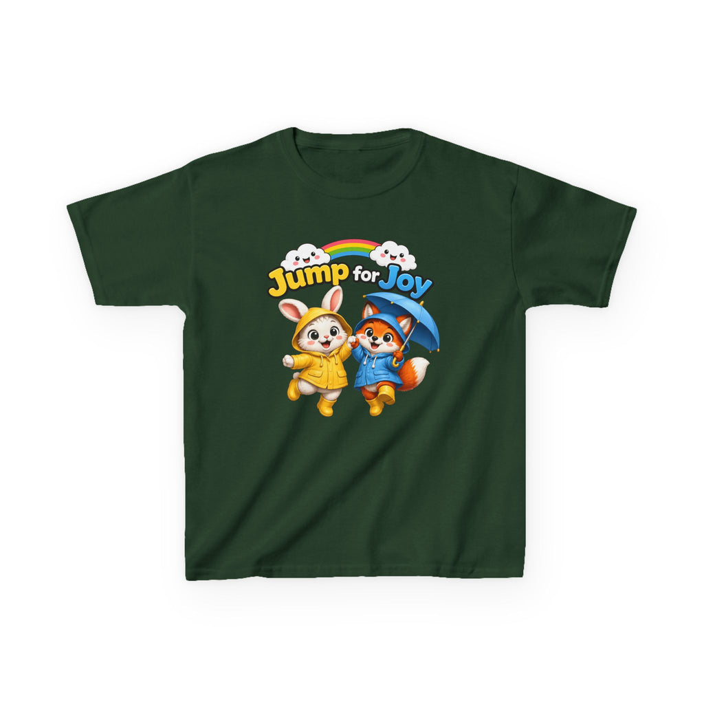 Kids Raincoat Animals T-Shirt — 'Jump for Joy' Cute Rainbow Graphic Tee