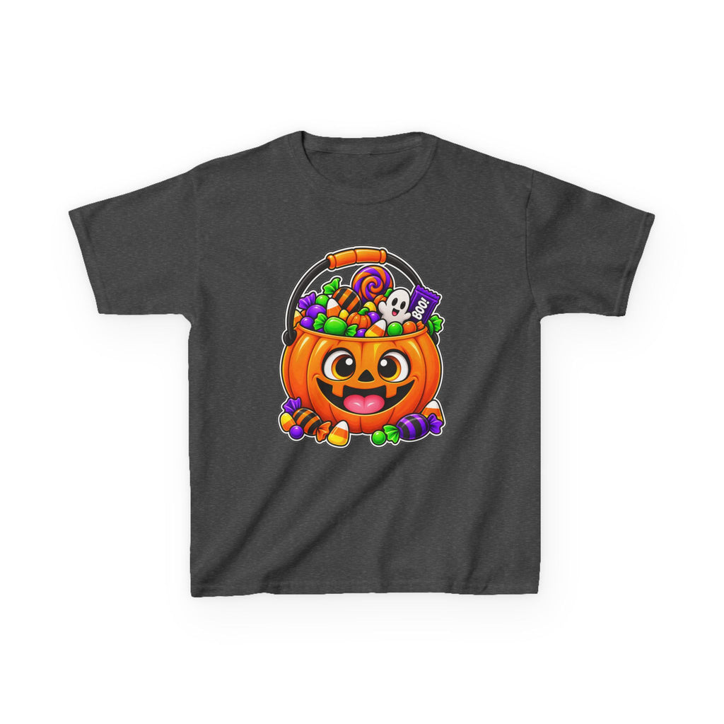 Kidxtr™ Kids Pumpkin T-Shirt — 'Trick or Treat' Jack-O-Lantern Candy Basket Graphic Tee