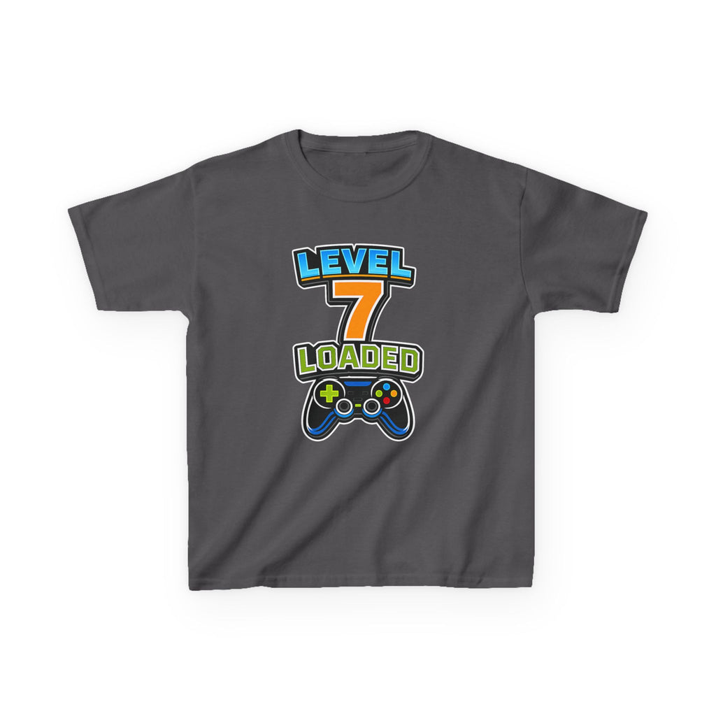 Kids Birthday T-Shirt — 'Level 7 Loaded' Birthday Gamer Graphic Tee