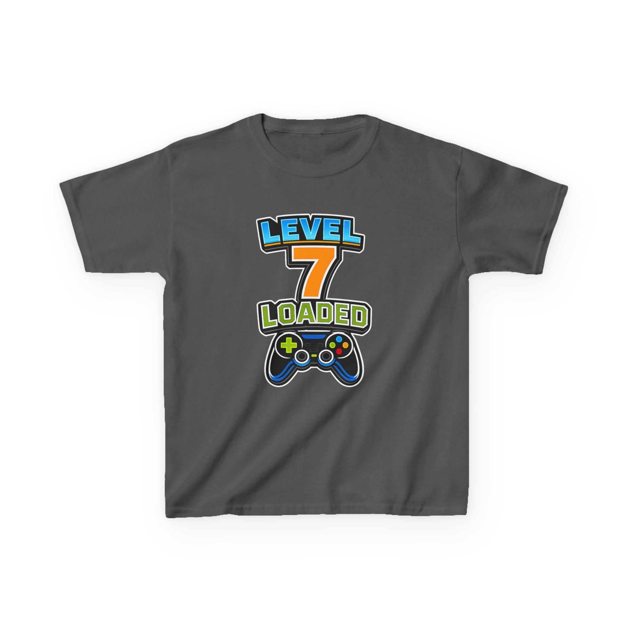 Kids Birthday T-Shirt — 'Level 7 Loaded' Birthday Gamer Graphic Tee