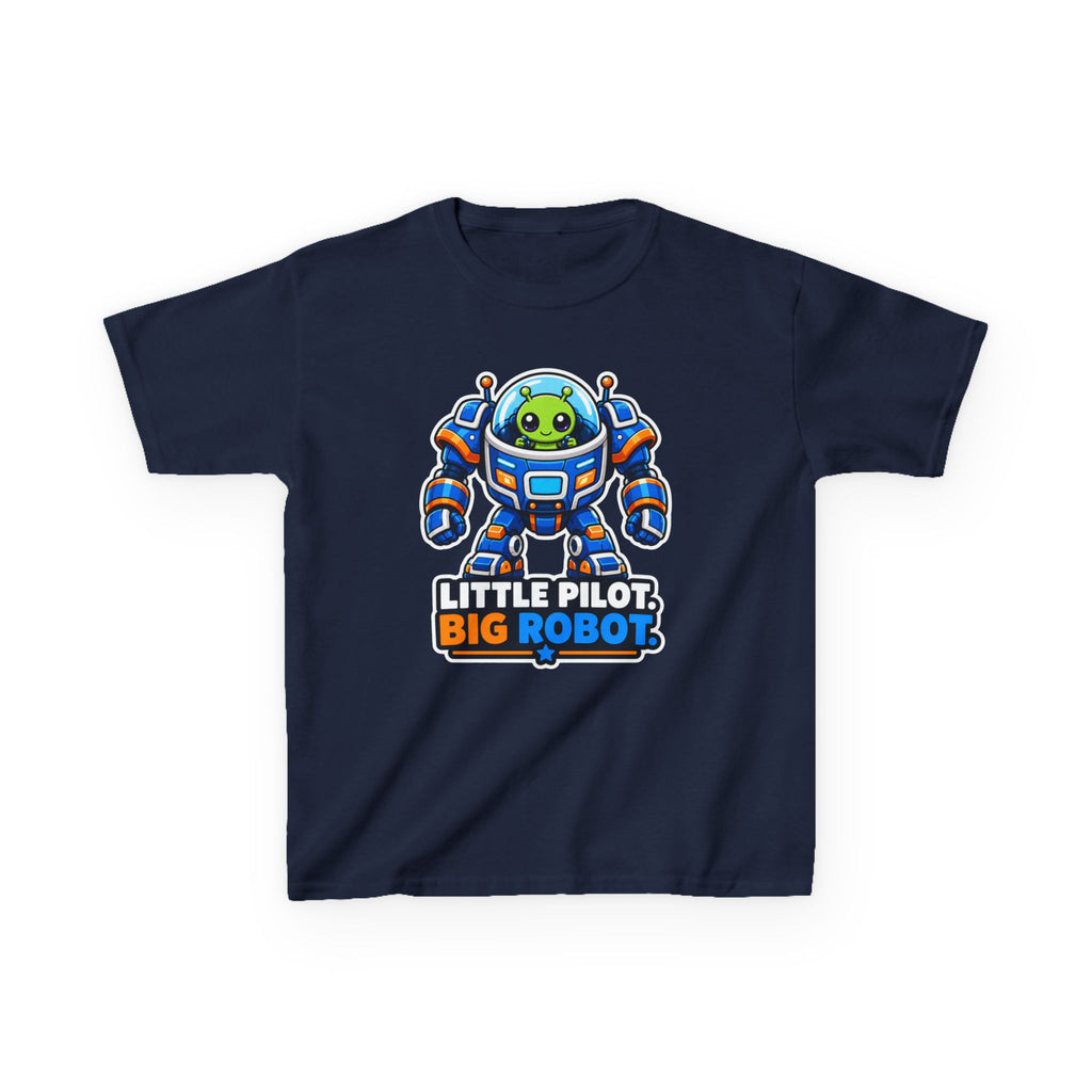 Kids Space Robot T-Shirt — 'Little Pilot, Big Robot' Cute Alien Graphic Tee
