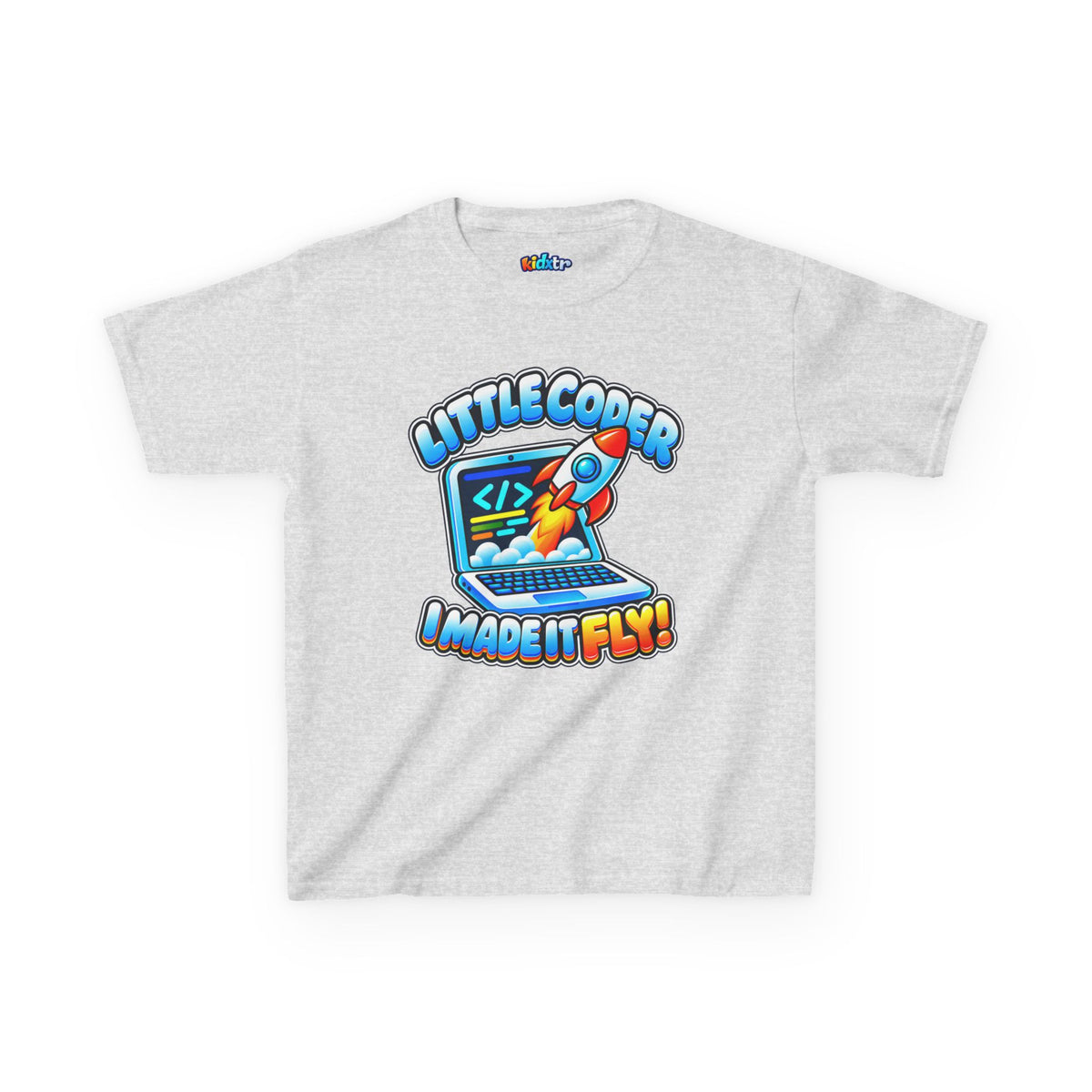 Kidxtr™ Kids Coder T-Shirt — 'I Made It Fly' Little Coder Robot Graphic Tee