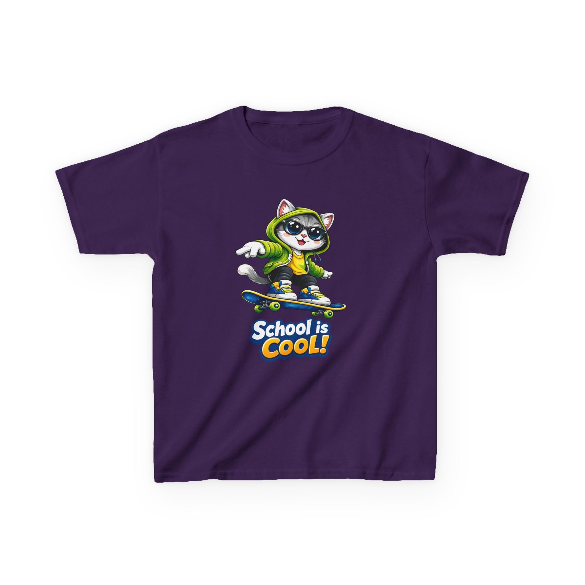 Kids Skateboard Cat T-Shirt – School is Cool Graphic Tee