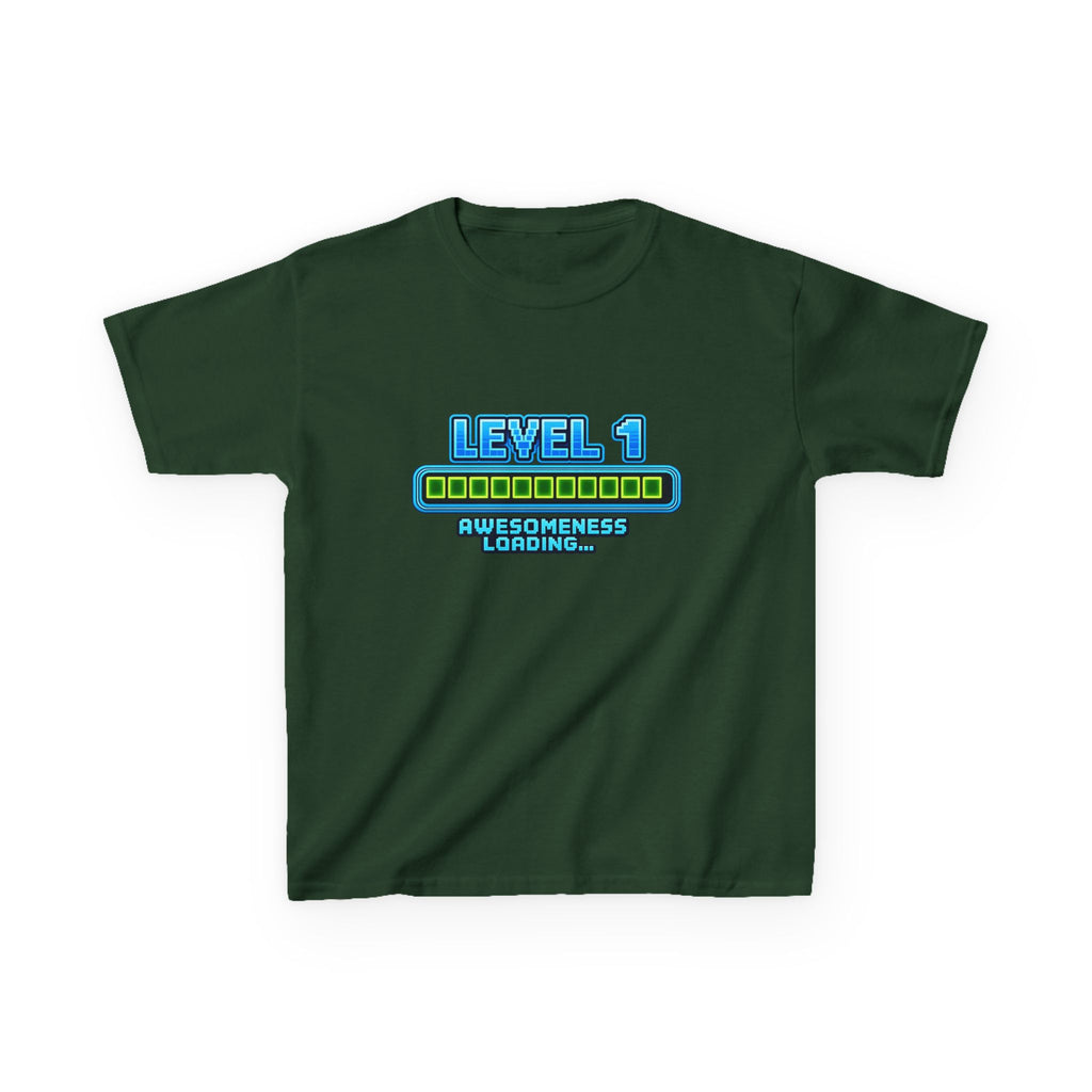 Kids Gaming T-Shirt — 'Level 1 Awesomeness Loading' Gamer Birthday Graphic Tee