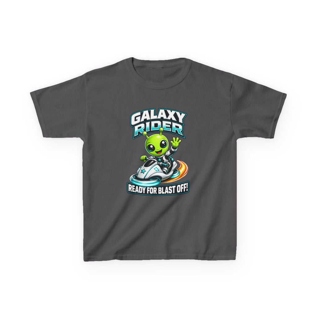 Kids Alien T-Shirt — 'Galaxy Rider: Ready for Blast Off!' Alien Space Rocket Graphic Tee