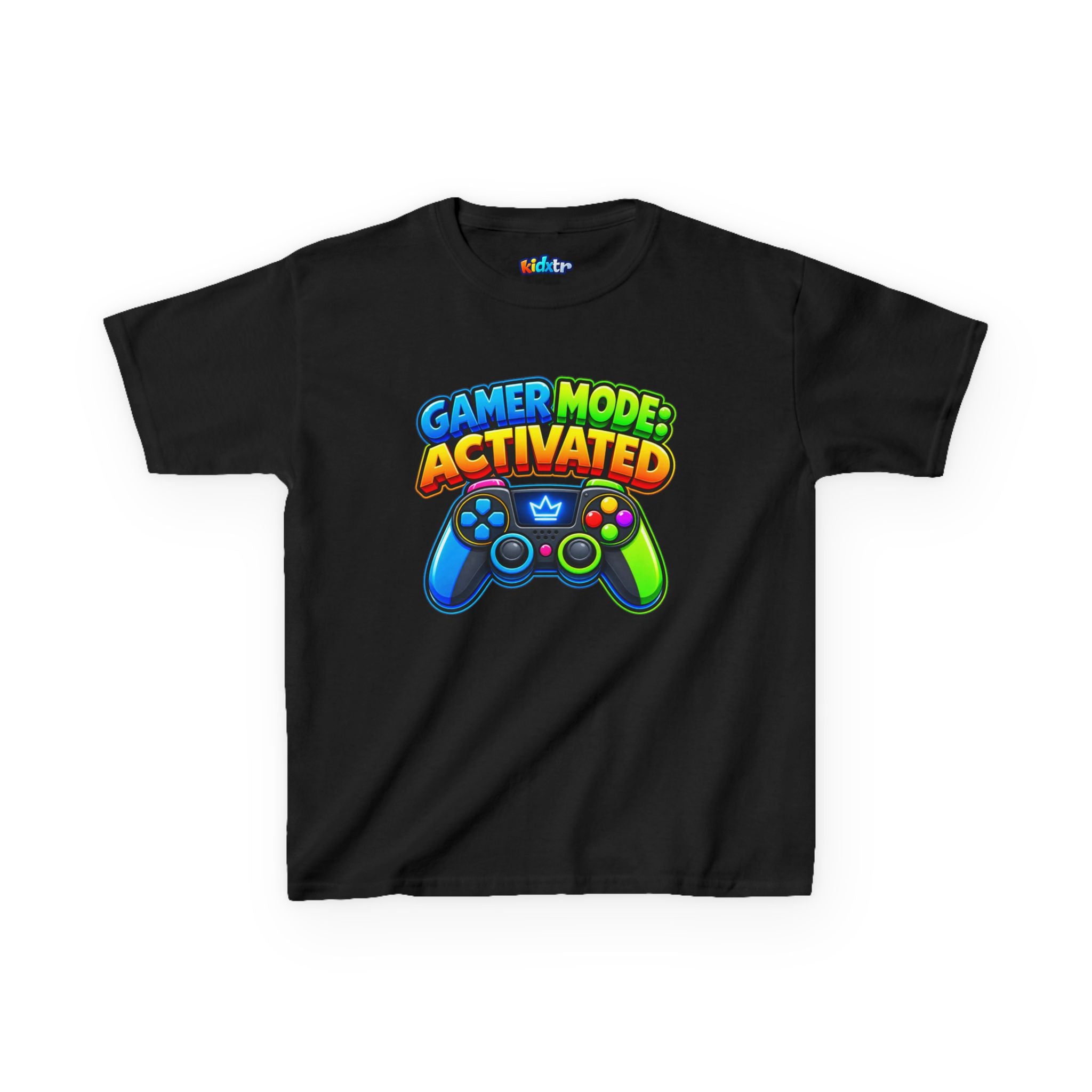Kidxtr™ Kids Gamer T-Shirt — 'Gamer Mode Activated' Colorful Controller Graphic Tee