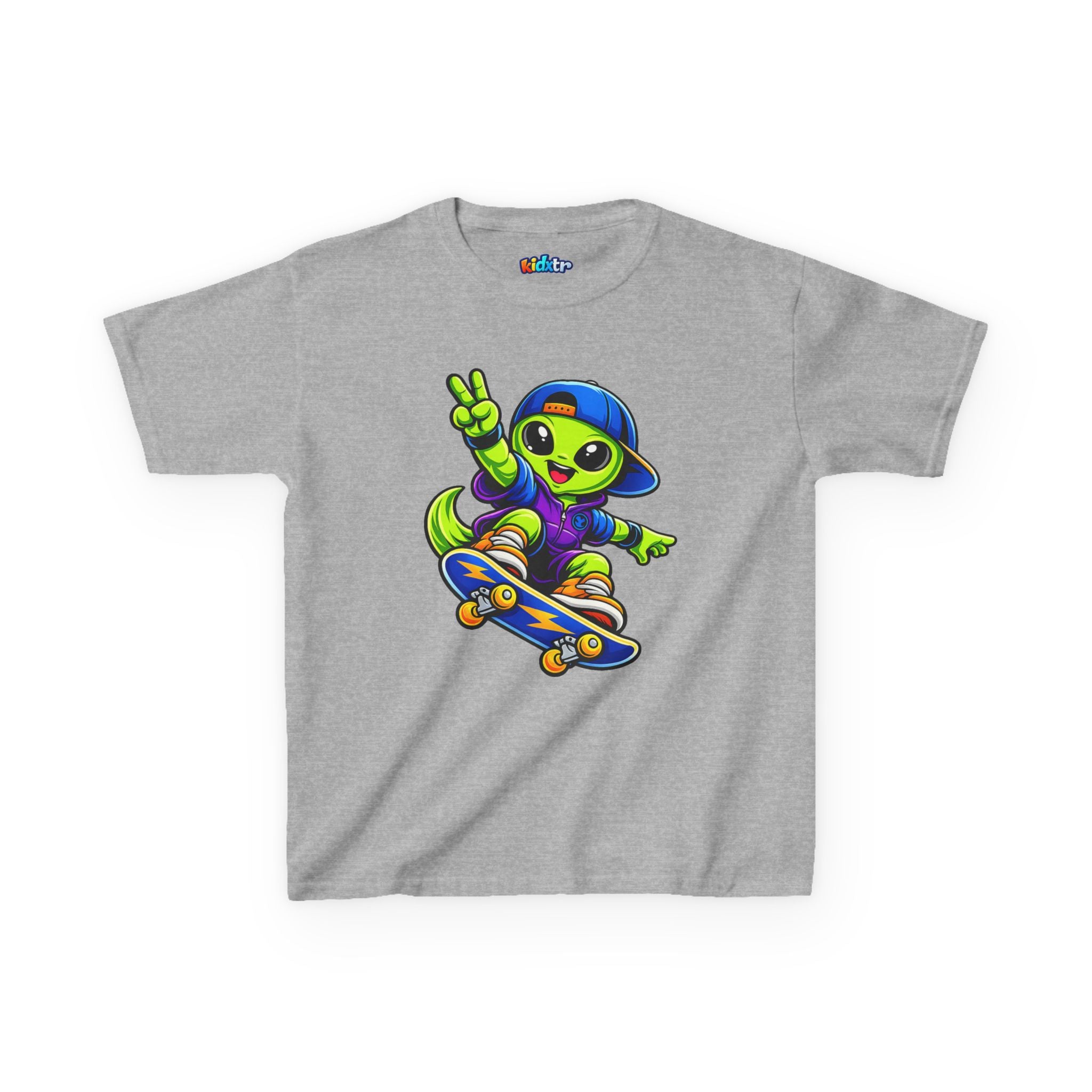 Kidxtr™ Kids Alien T-Shirt — 'Skate or Alien' Skateboard Graphic Tee