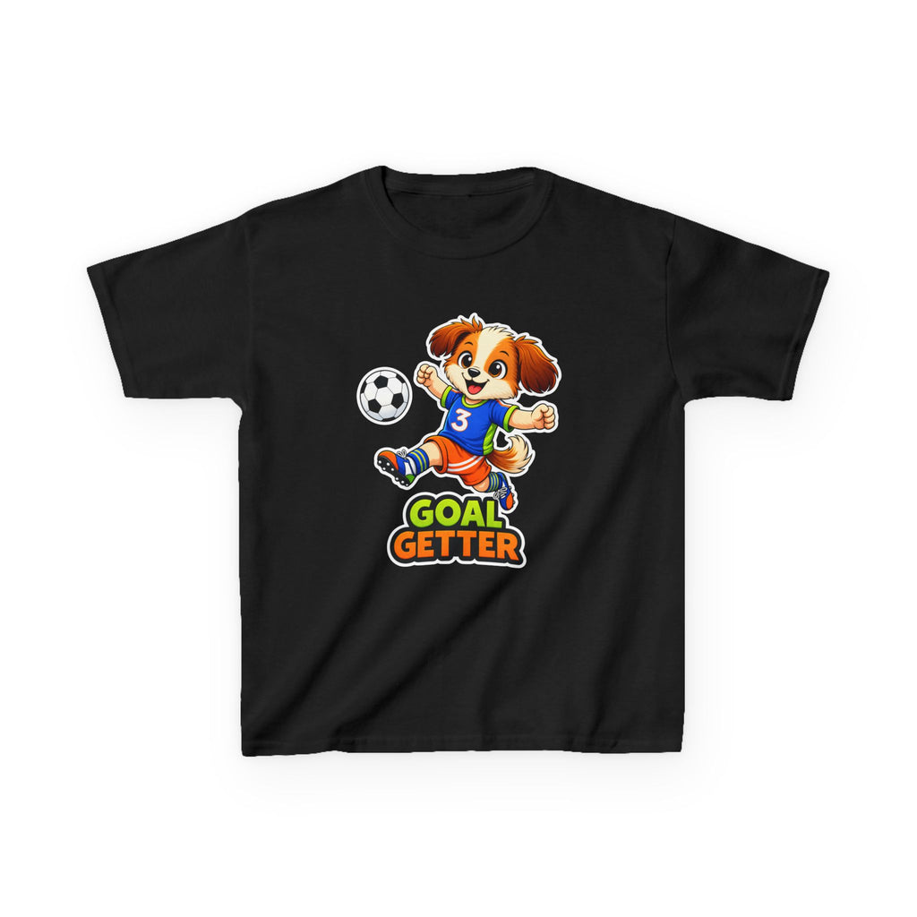 Kids Soccer T-Shirt — 'Puppy Power' Cute Soccer Player Dog Graphic Tee