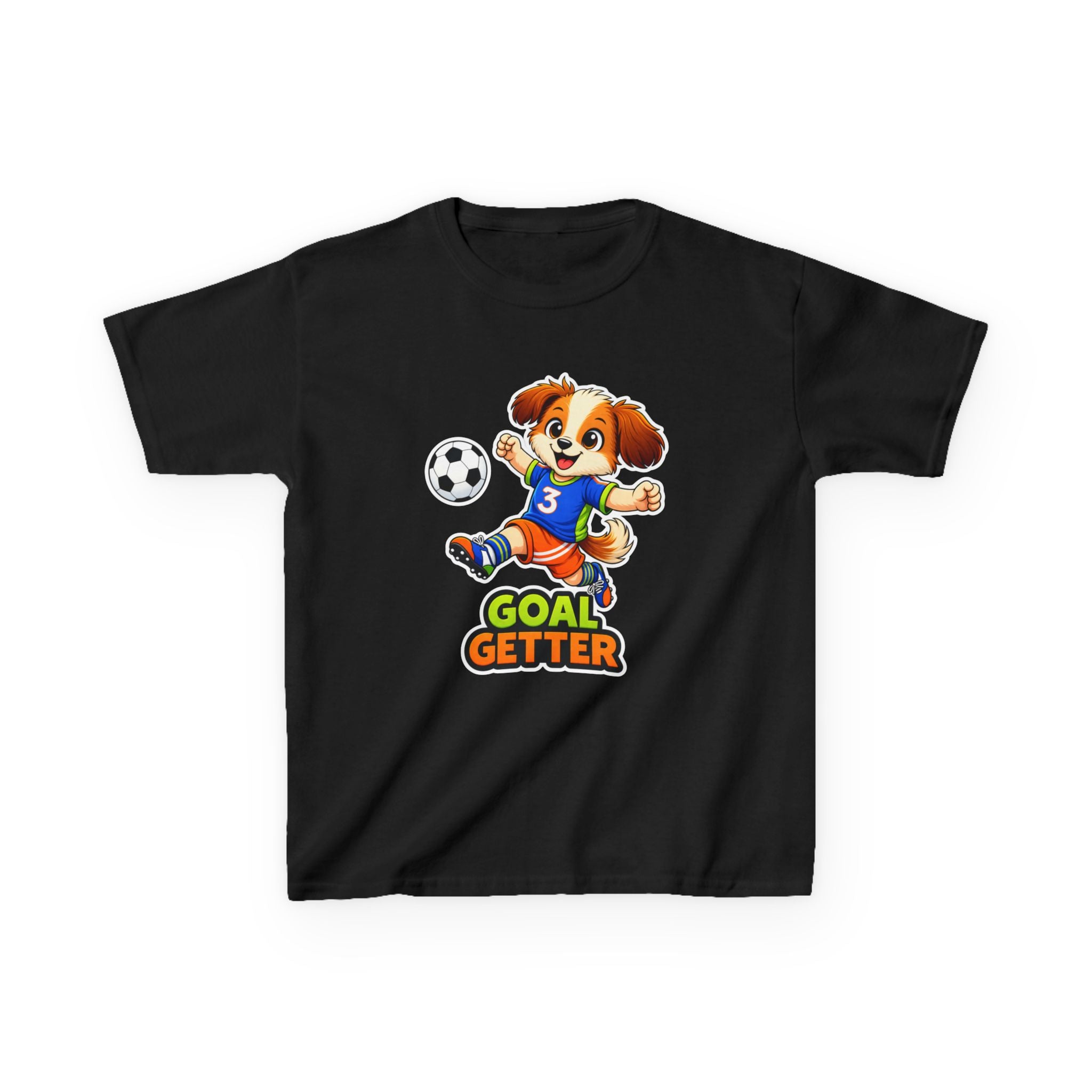 Kids Soccer T-Shirt — 'Puppy Power' Cute Soccer Player Dog Graphic Tee