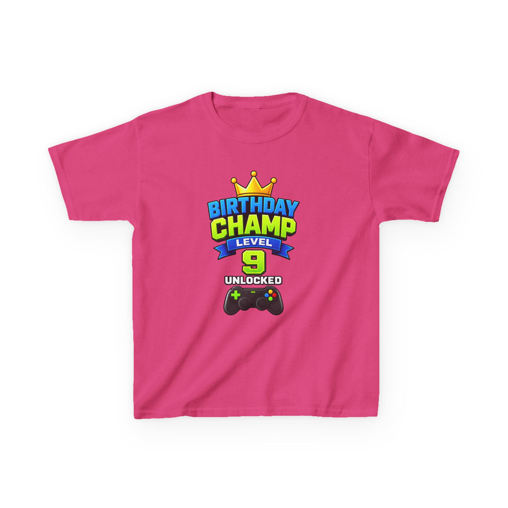 Kids Birthday T-Shirt — 'Birthday Champ' Level 9 Unlocked Gamer Graphic Tee